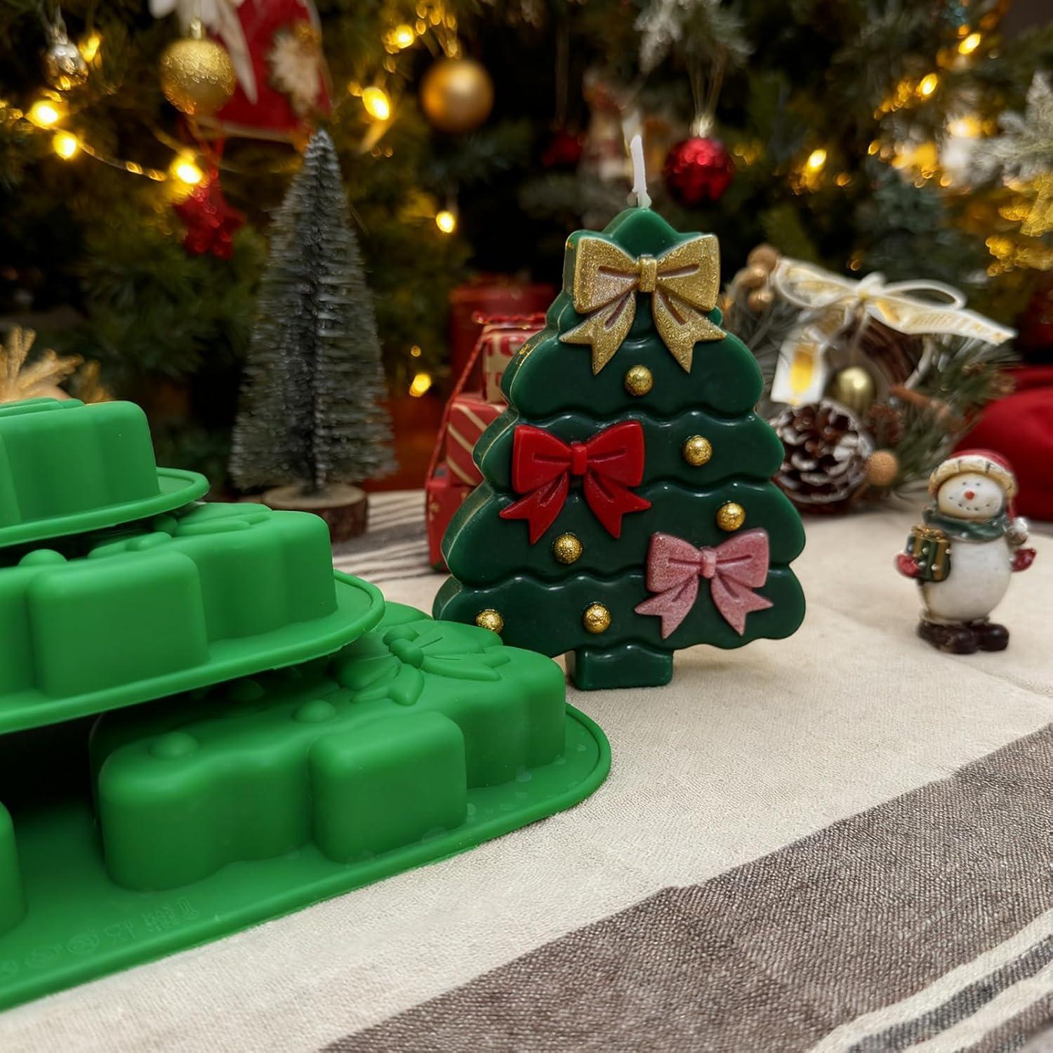 Paquete de 3 Moldes de Silicona para Hornear Árbol de Navidad