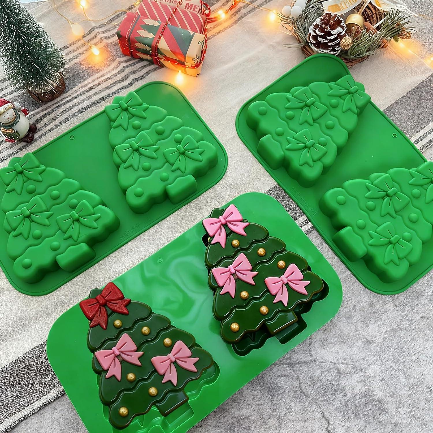 Paquete de 3 Moldes de Silicona para Hornear Árbol de Navidad
