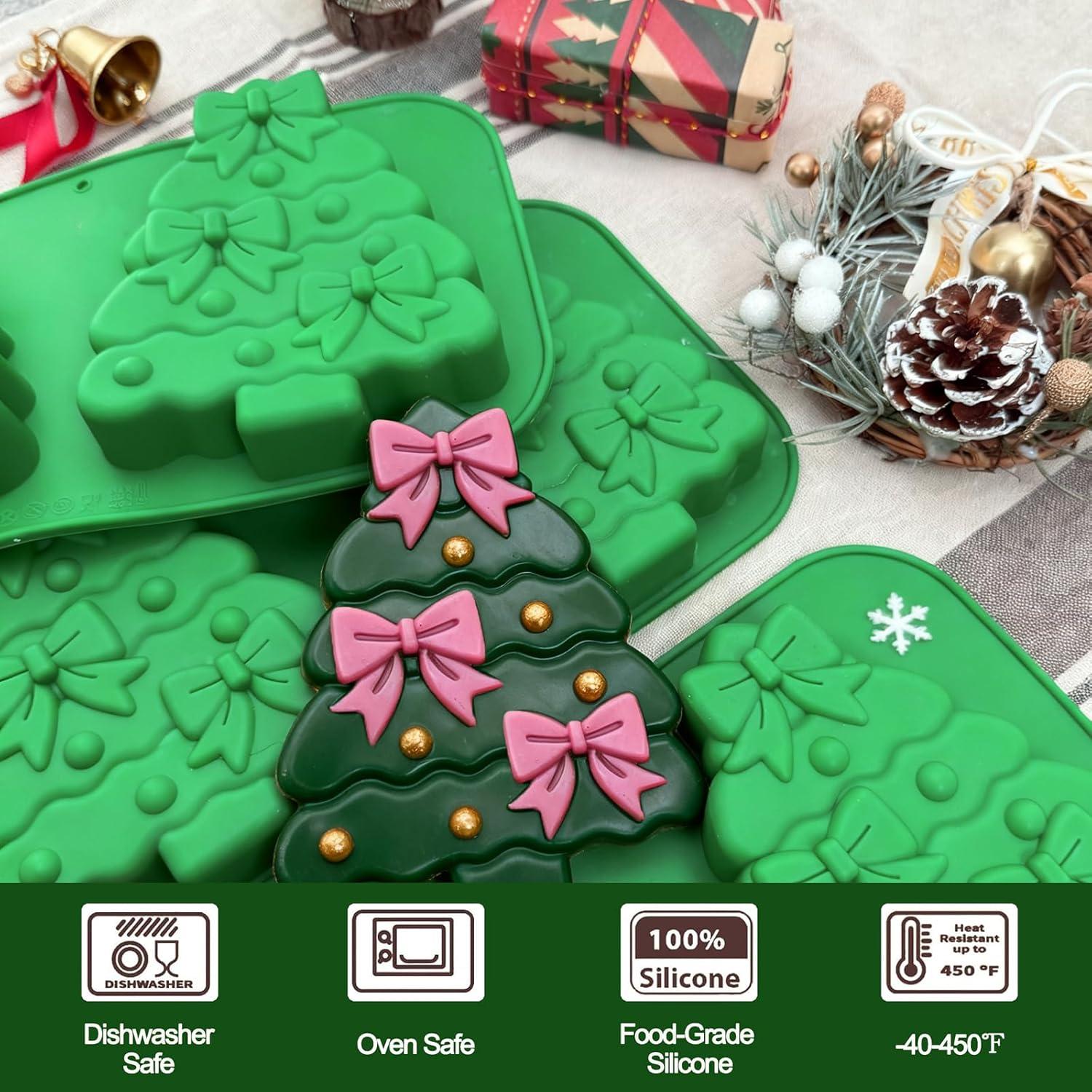 Paquete de 3 Moldes de Silicona para Hornear Árbol de Navidad