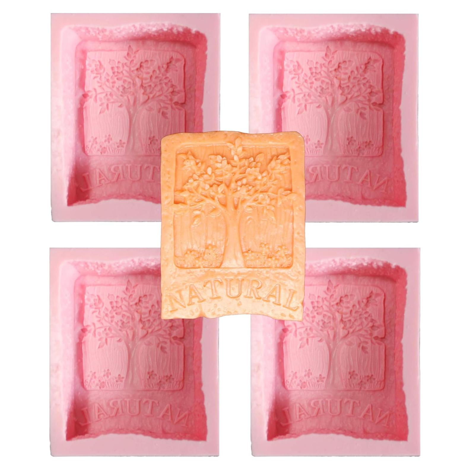 Molde de Silicona para Jabón LVDGE 4PCS Árbol Natural