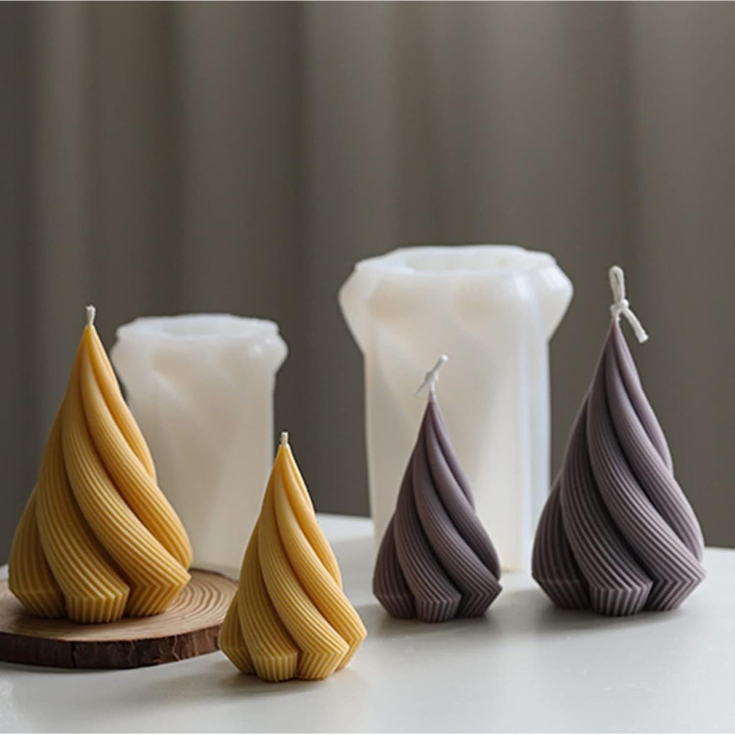 Molde de Vela Espiral de Silicona LSLEVA - 2 Piezas 8.9x12.4cm