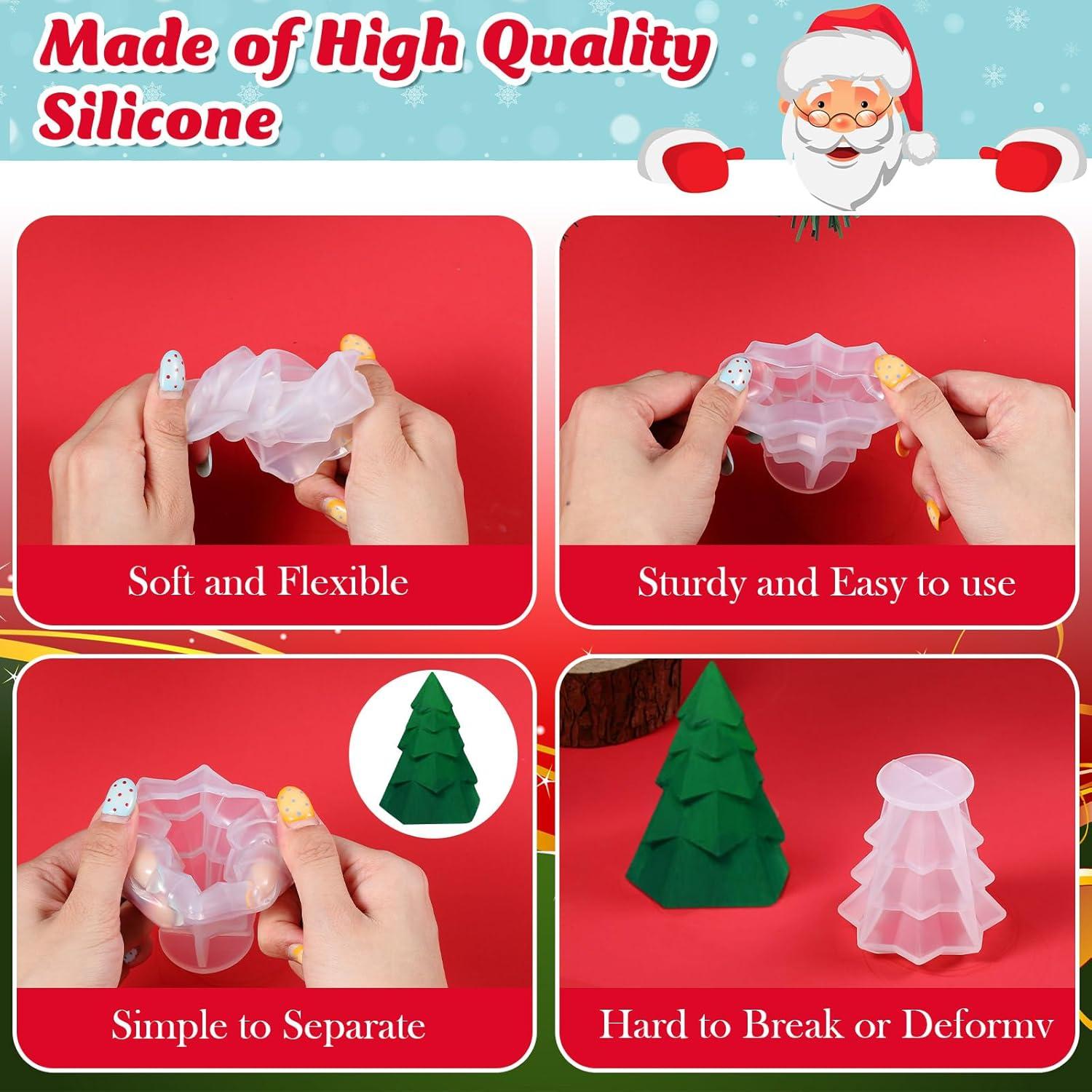 Molde de Vela 3D Suclain Árbol de Navidad 4 Piezas Silicona