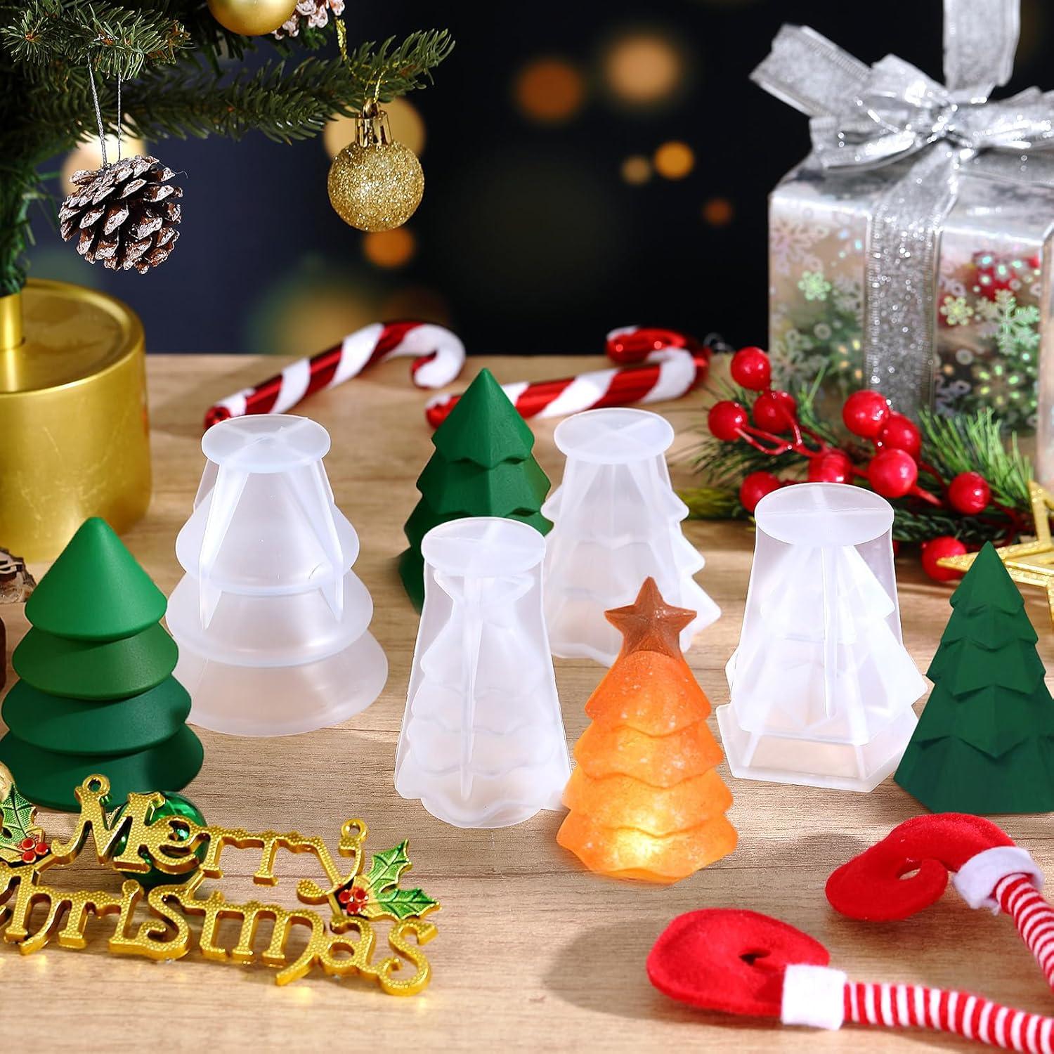 Molde de Vela 3D Suclain Árbol de Navidad 4 Piezas Silicona