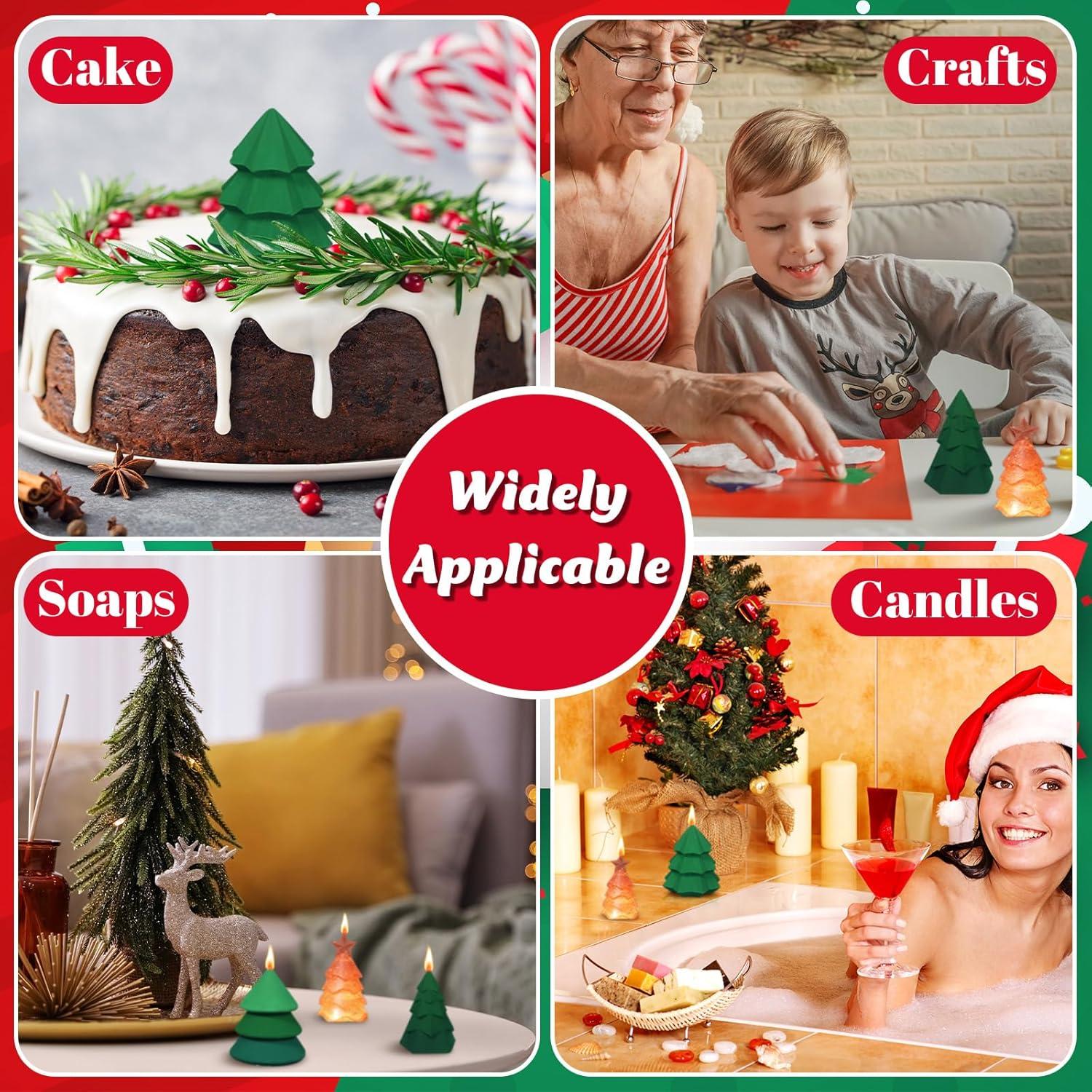 Molde de Vela 3D Suclain Árbol de Navidad 4 Piezas Silicona