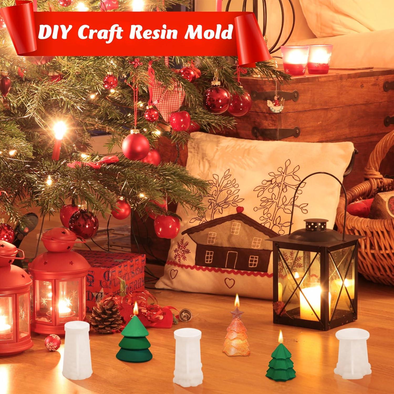 Molde de Vela 3D Suclain Árbol de Navidad 4 Piezas Silicona