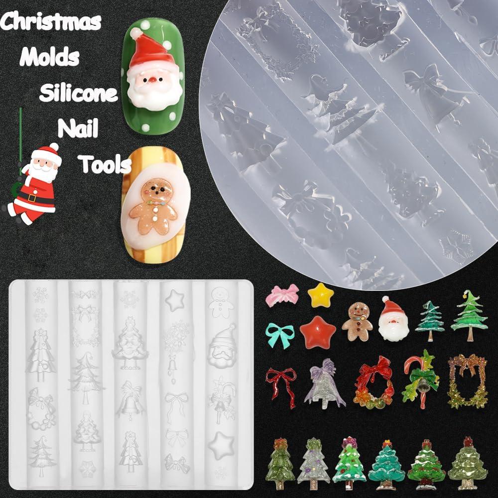Molde de Uñas de Navidad Silicona PBPCGBW Copo de Nieve 3D