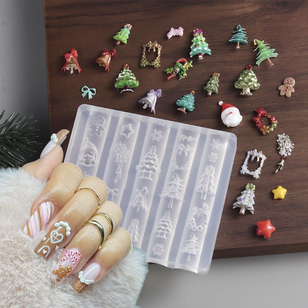 Molde de Uñas de Navidad Silicona PBPCGBW Copo de Nieve 3D