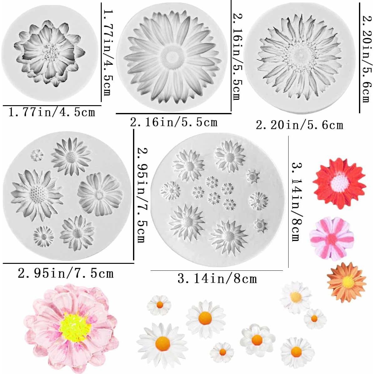 5 Moldes de Silicona KuuGuu para Flores de Pasteles DIY