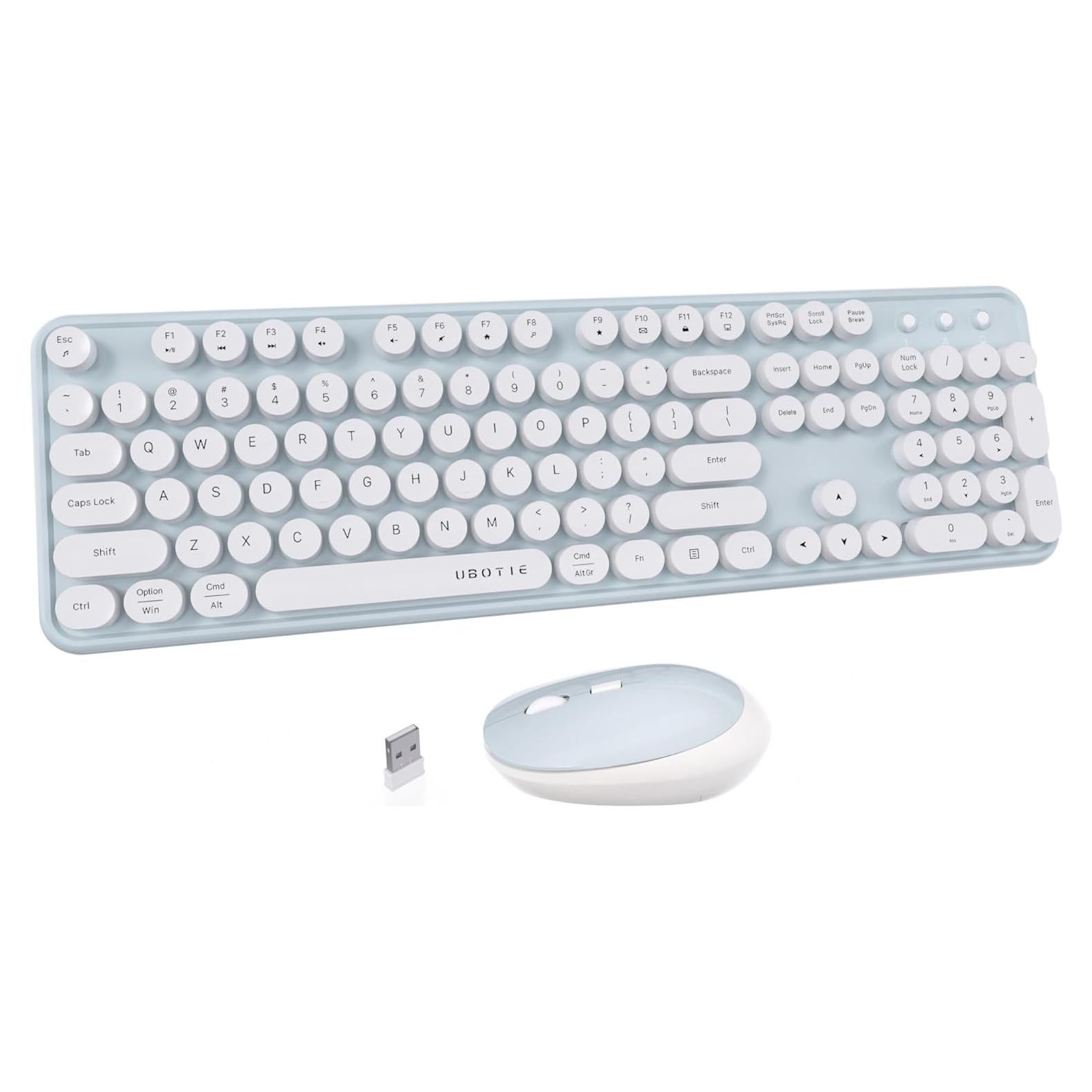Teclado y Ratón Inalámbricos KKT Verde-Blanco 2.4GHz