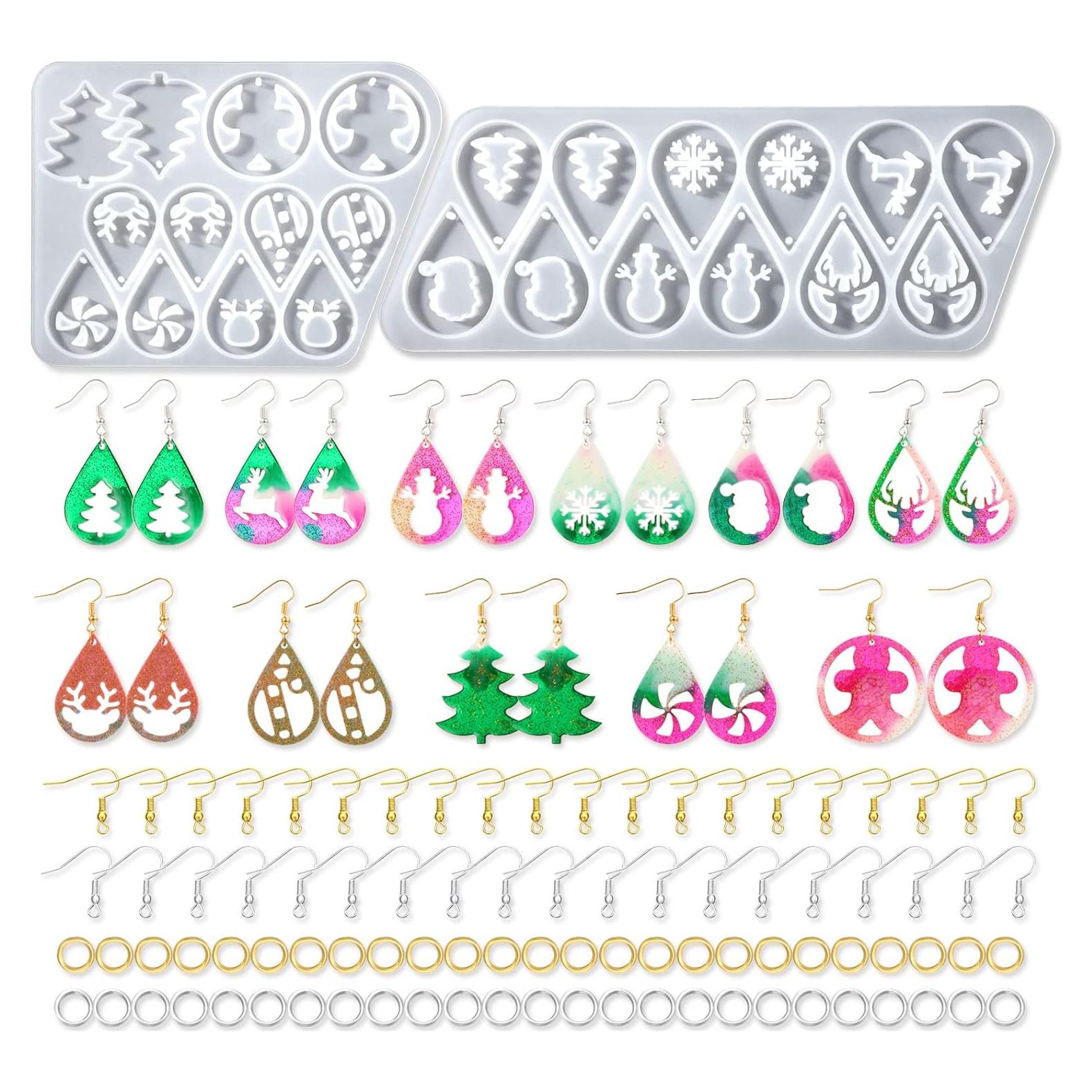 Kit de Moldes de Aretes de Navidad Didaey - 12 Piezas Silicona