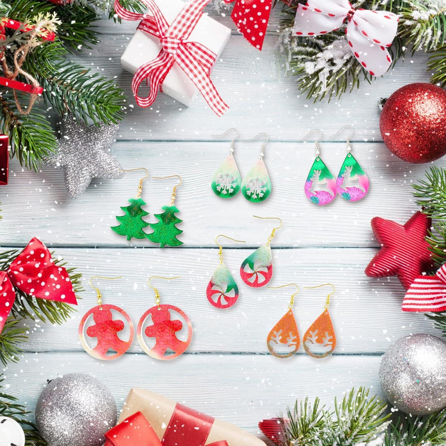 Kit de Moldes de Aretes de Navidad Didaey - 12 Piezas Silicona