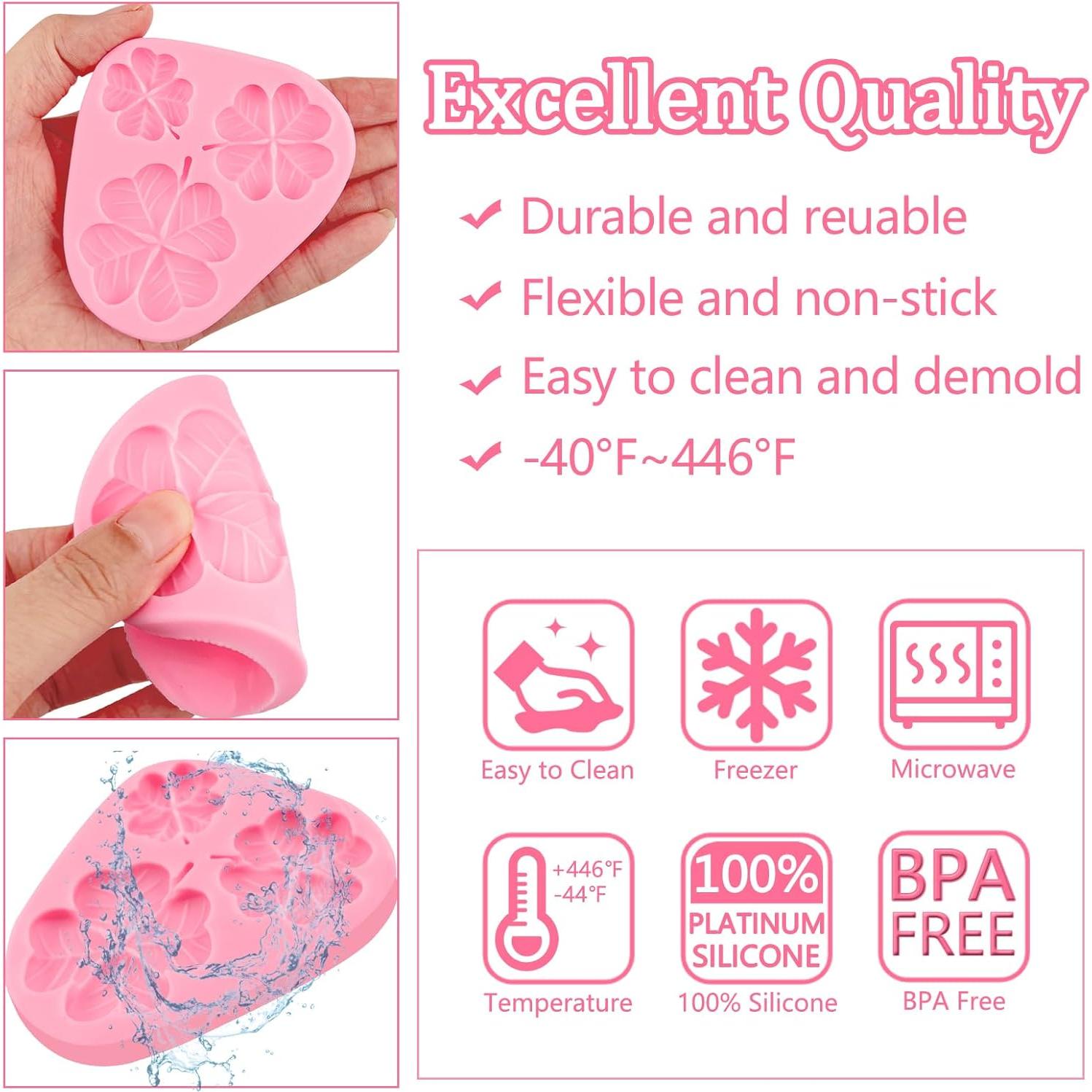 Moldes de Silicona ICOCONG Trébol de Cuatro Hojas 3 Pcs