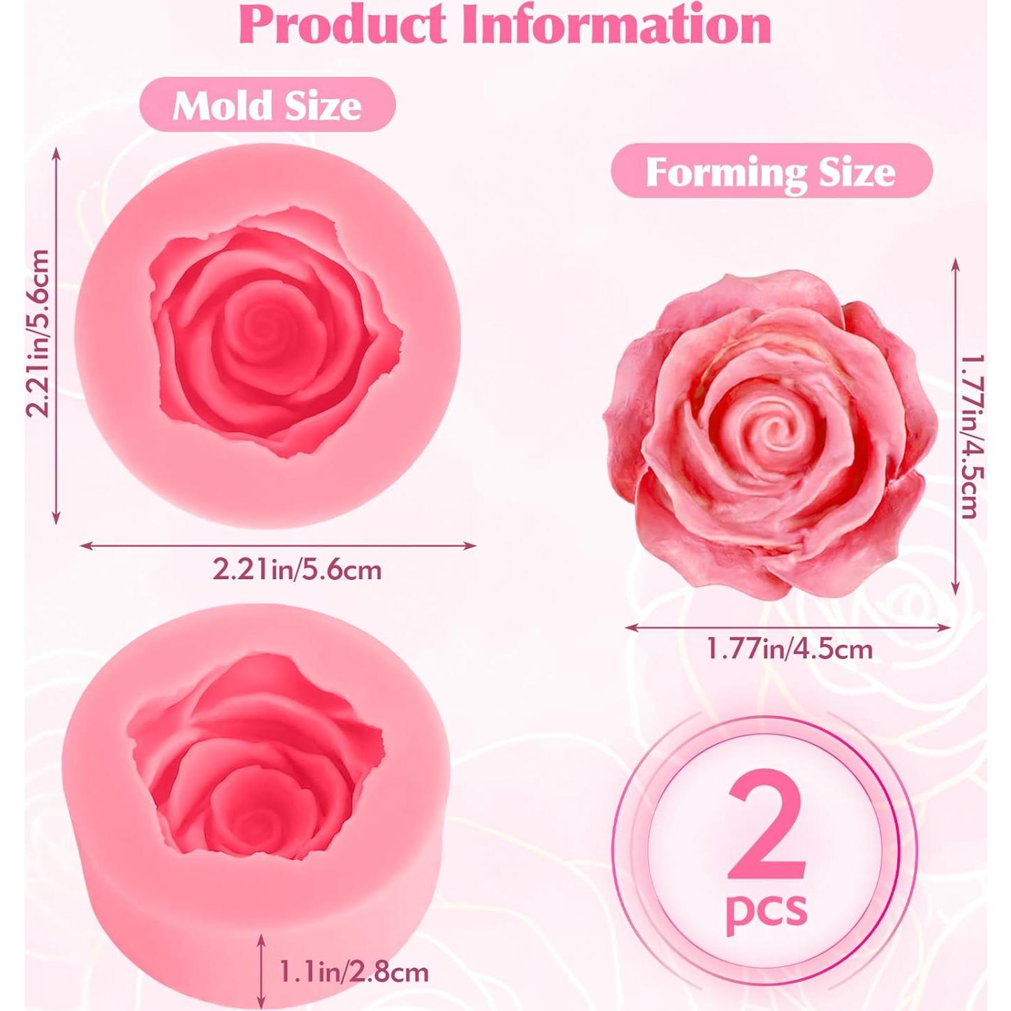 Moldes de Silicona para Flores KBPNO - 2 Piezas Rosa 5.6x5.6cm