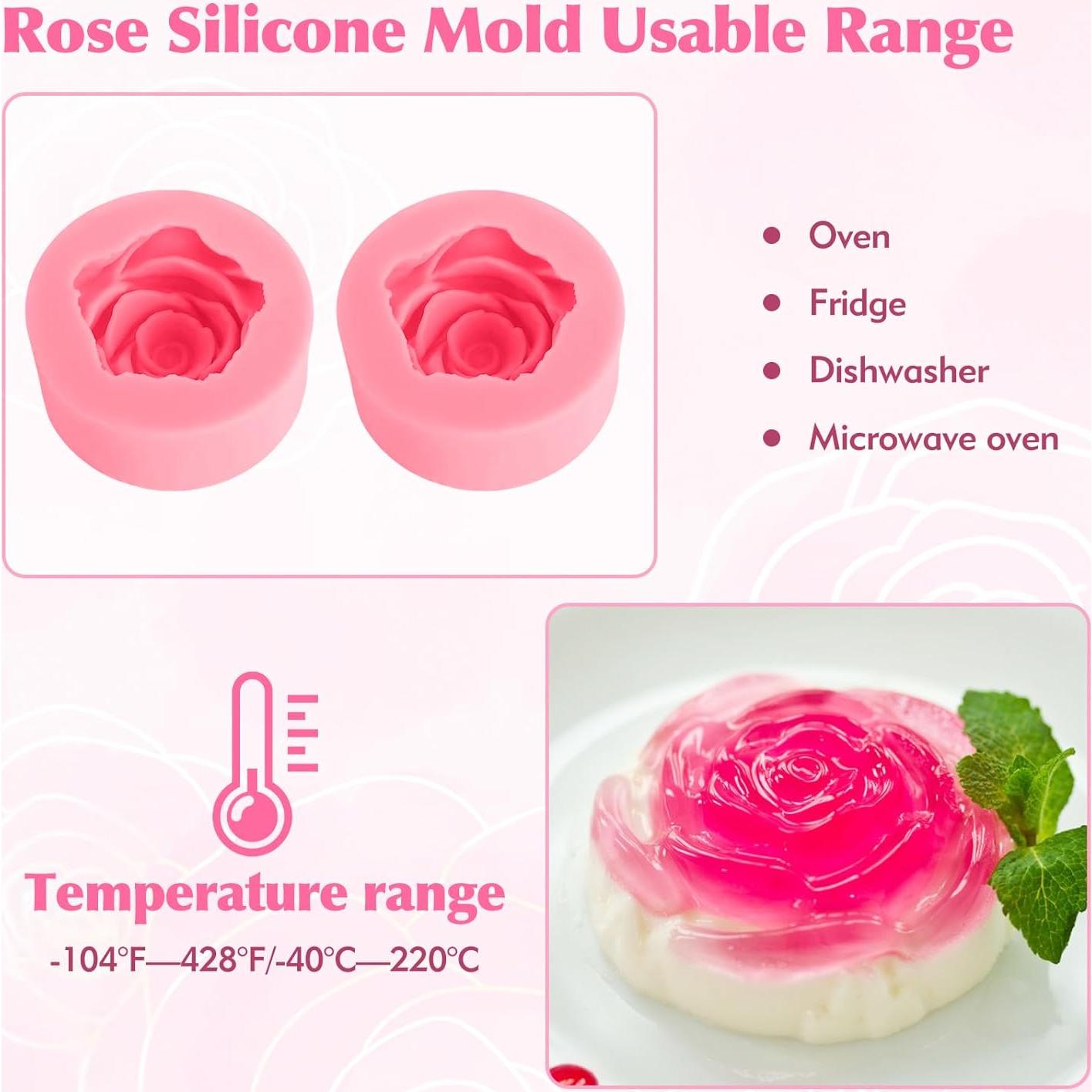 Moldes de Silicona para Flores KBPNO - 2 Piezas Rosa 5.6x5.6cm