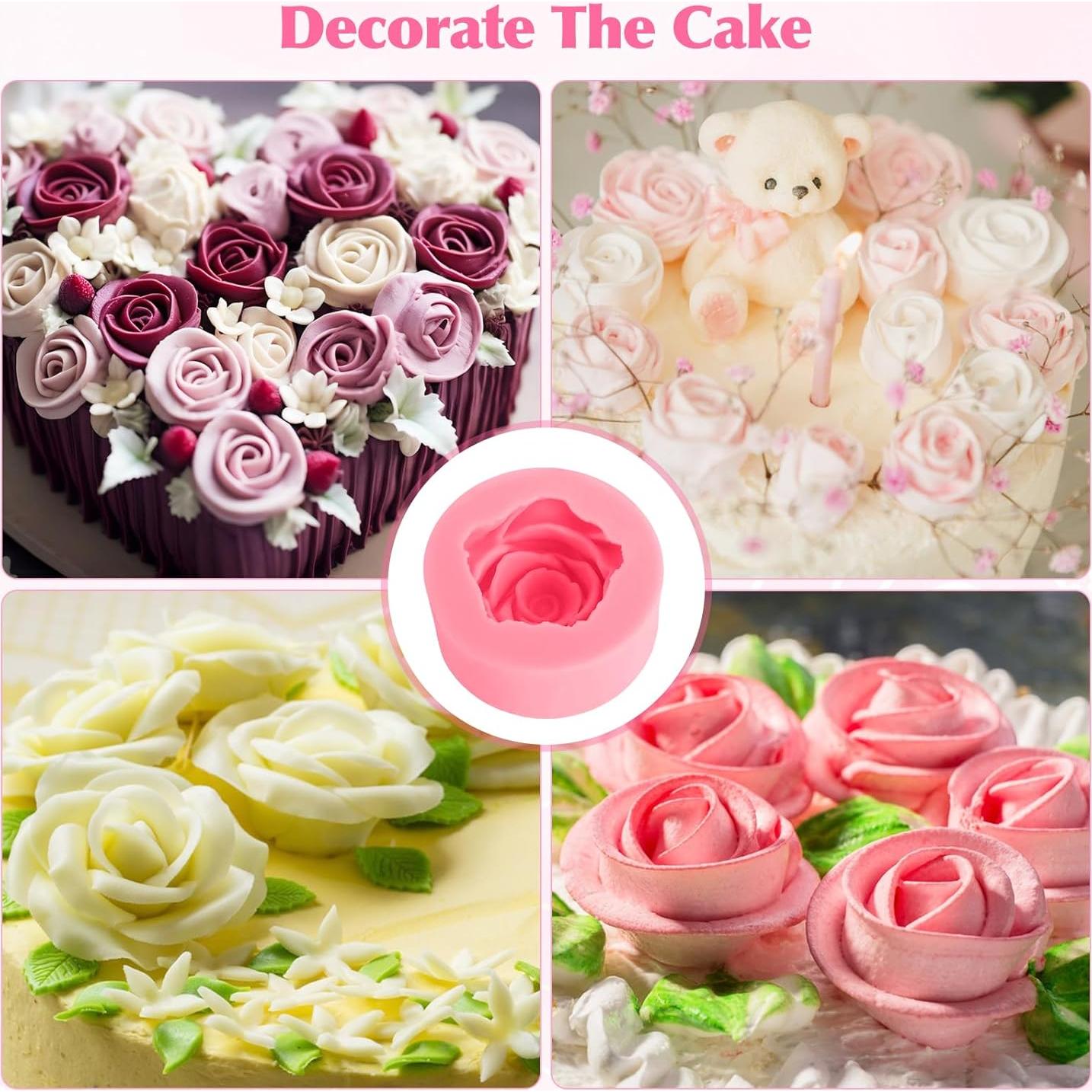 Moldes de Silicona para Flores KBPNO - 2 Piezas Rosa 5.6x5.6cm