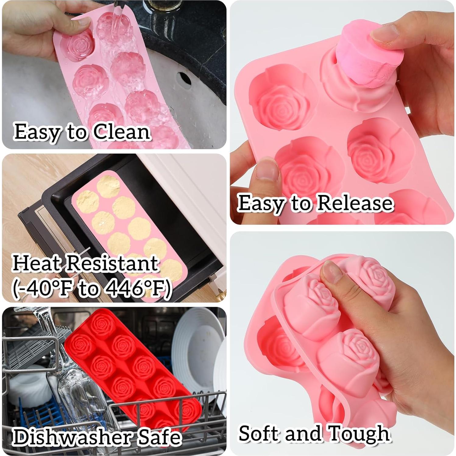Moldes de Rosa de Silicona Xyembu - 2 Pcs, 10 Cavidades