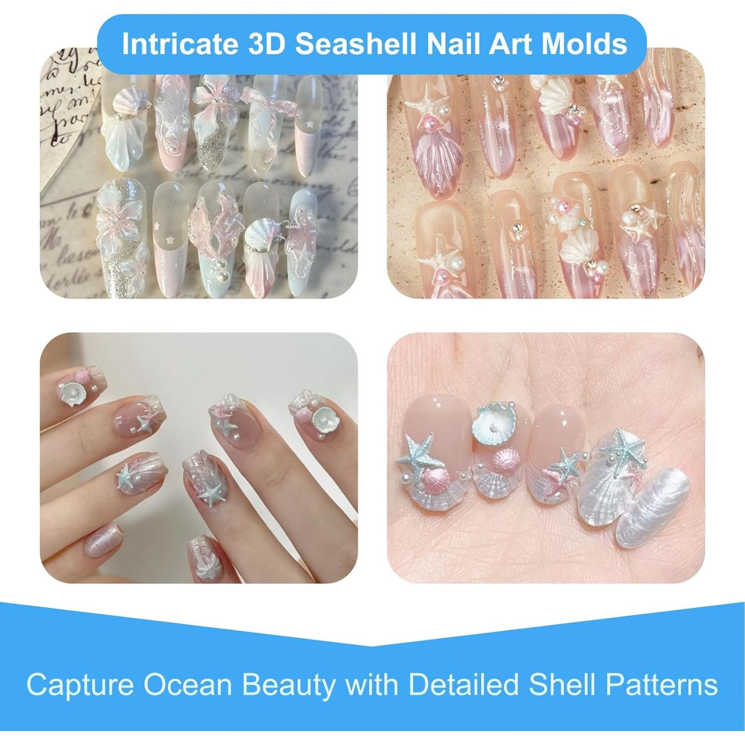 Moldes de Uñas 3D ZGGAZCA Silicona Conchas Oceánicas