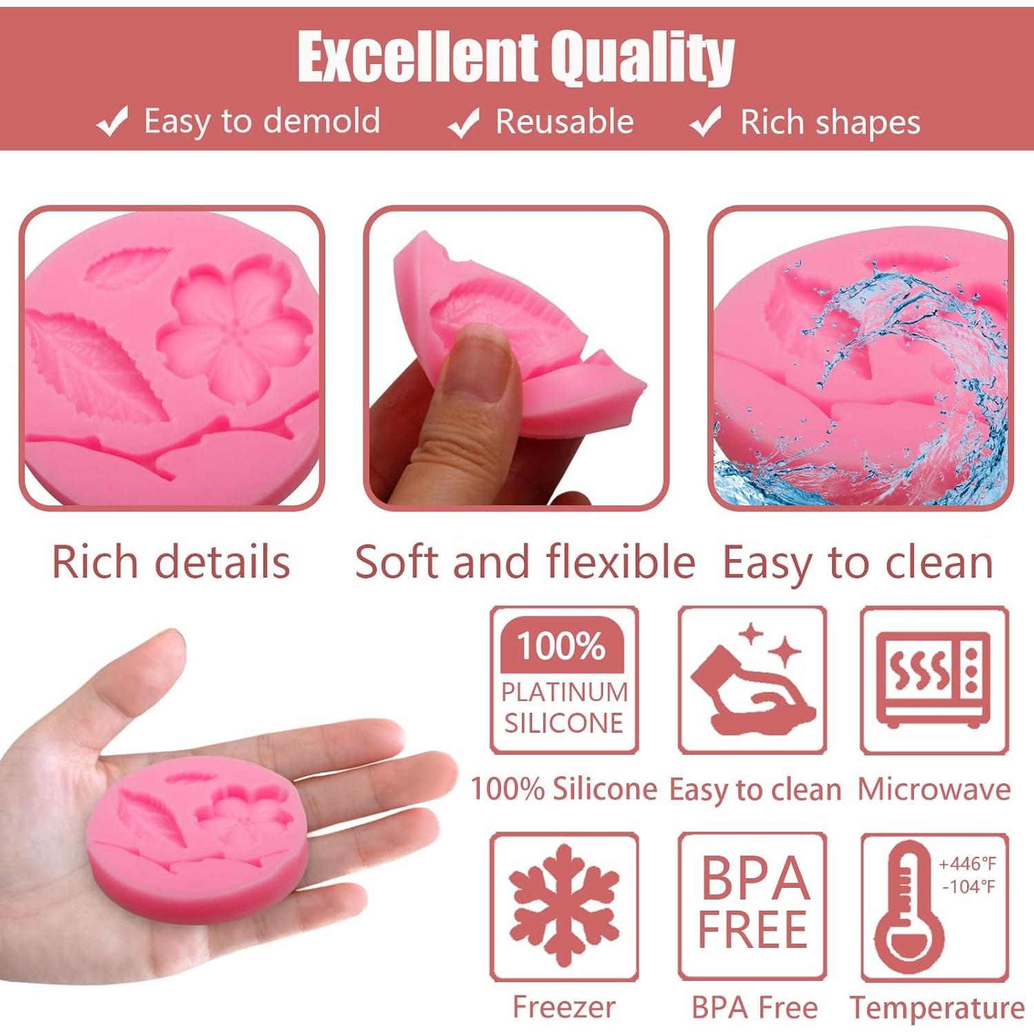 Moldes de Silicona en Forma de Flor YWZBOMOLD 4 Pcs