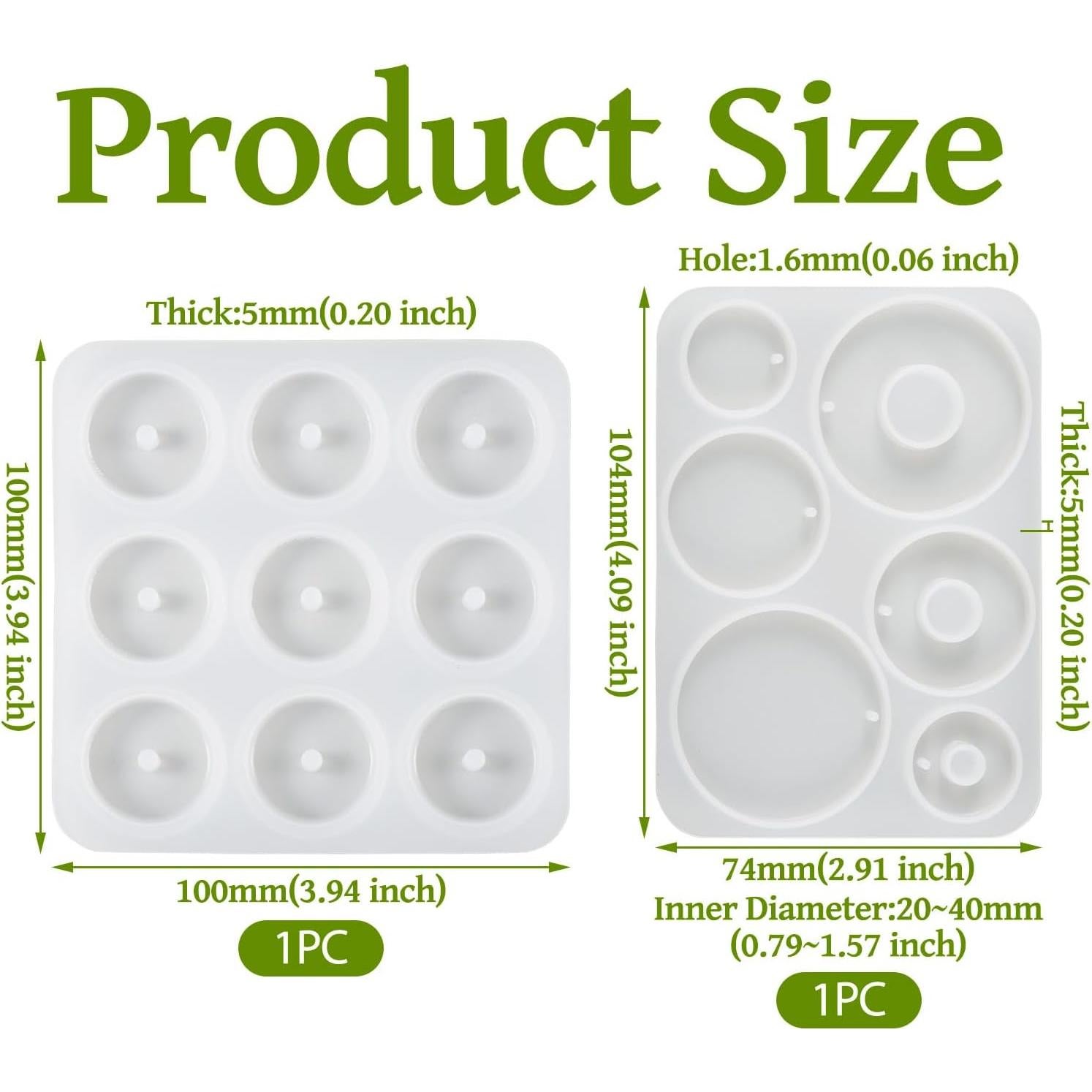 Moldes de Silicona para Pendientes Beadthoven 2 Pcs DIY Resina