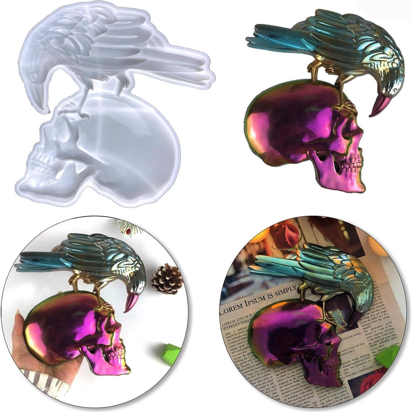 Molde de Silicona Ynxee Calavera de Cuervo 19 x 18.6 cm