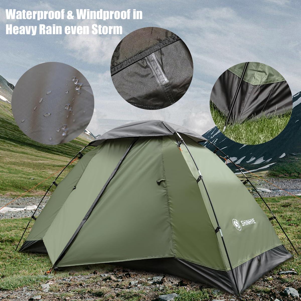 Tienda de Camping ShinHye Verde 1 Persona Impermeable 3 Estaciones