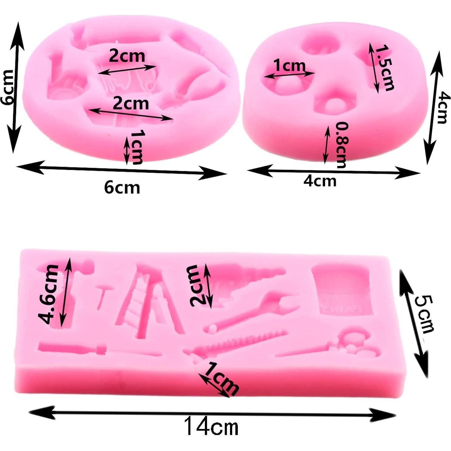 Moldes de Silicona Mujiang para Fondant de Construcción 4 Piezas