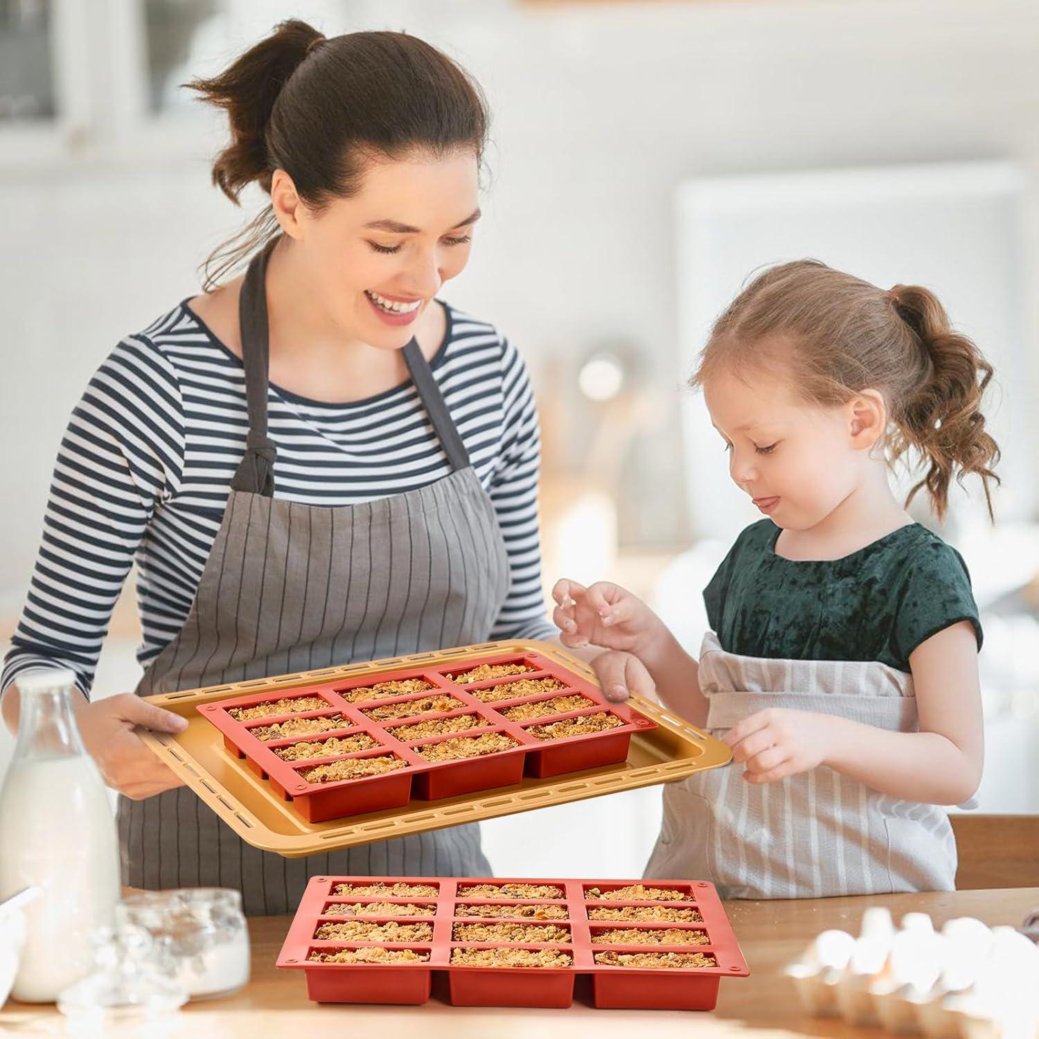Moldes de Silicona CLUEWR para Barras de Granola - 12 Cavidades