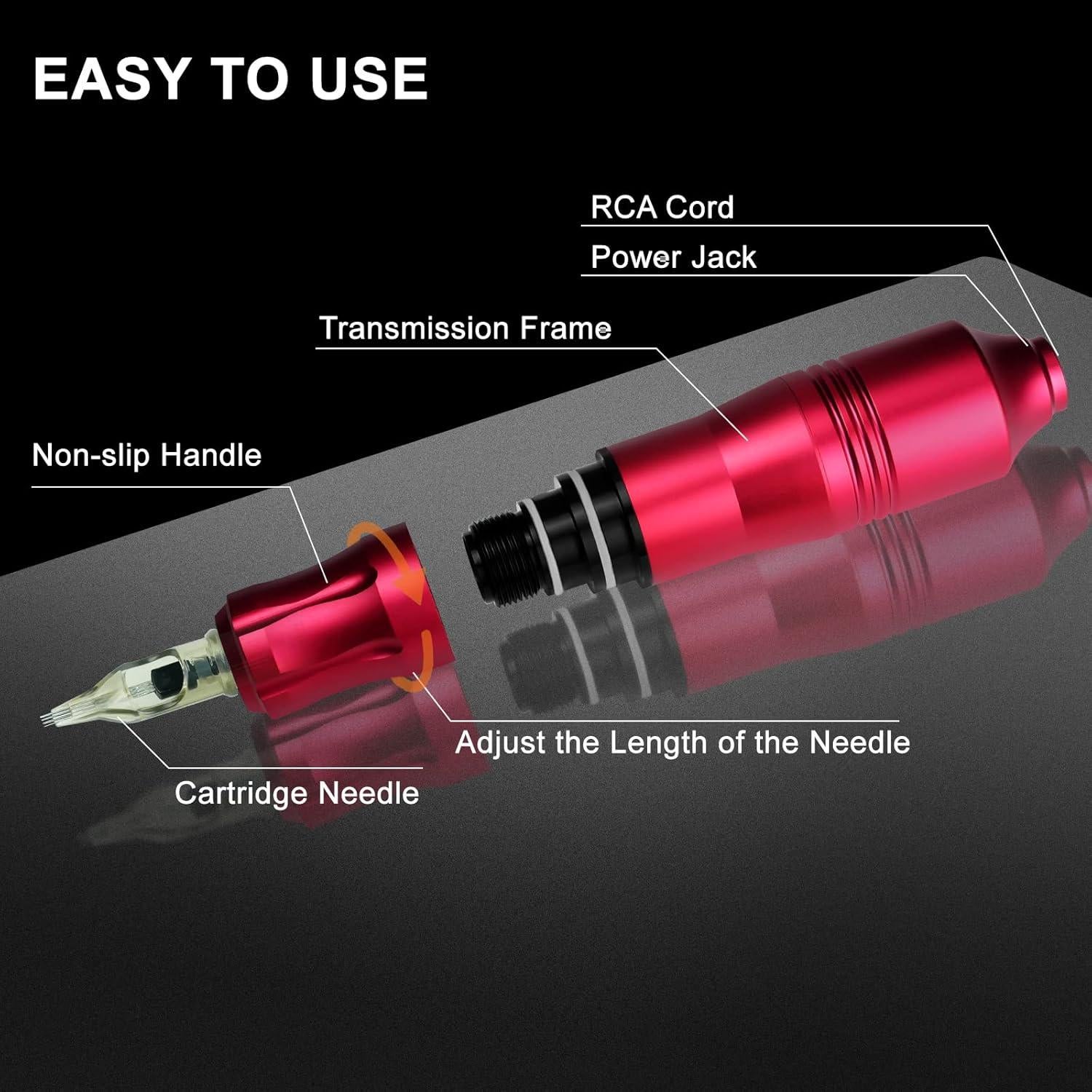 Kit de Tatuaje Profesional Blackbudda CTG003-R, Pluma Rotativa