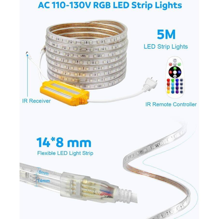 Tira de LED RGB 5M Aclorol Impermeable para Exterior