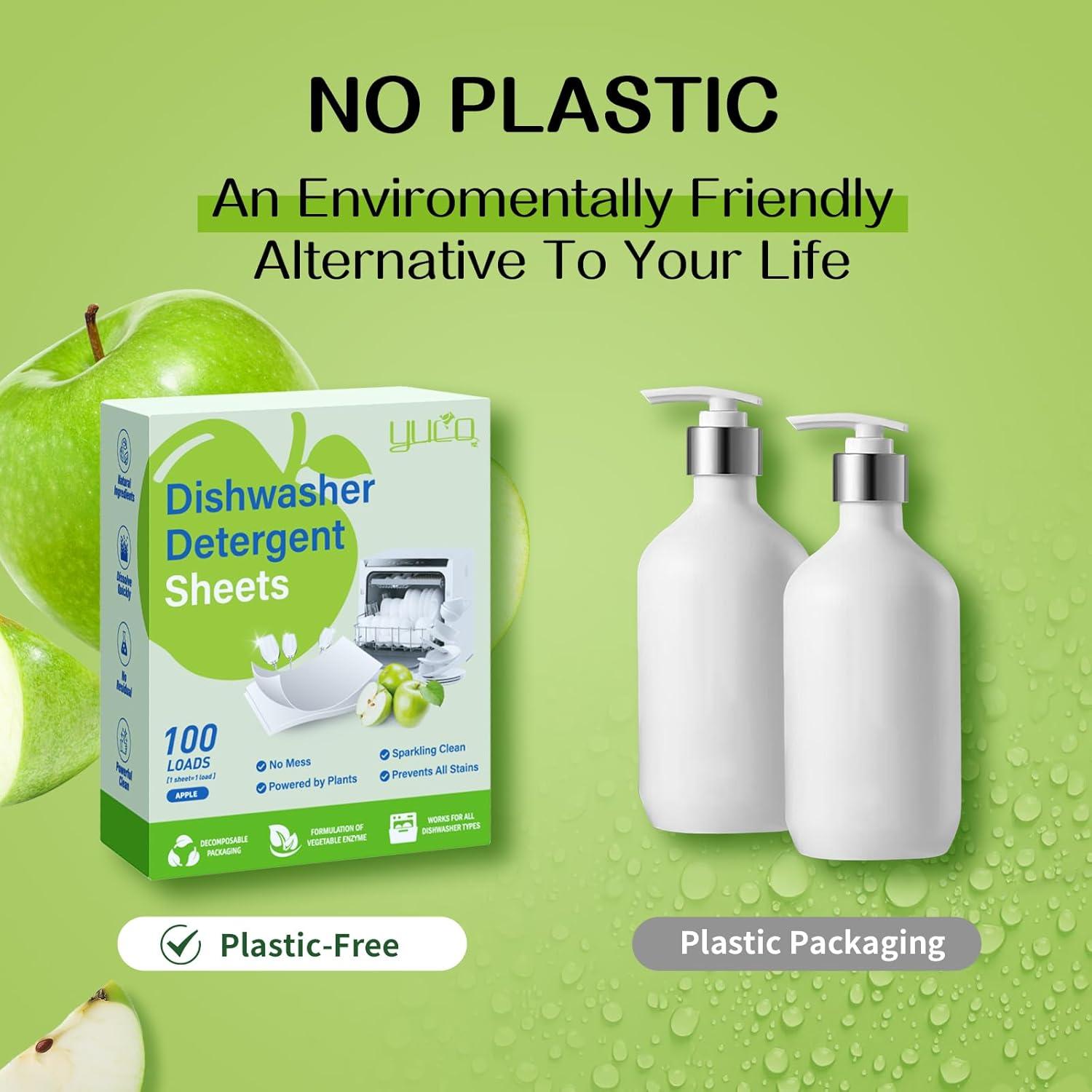 Hojas de detergente para lavavajillas YUCO 100 cargas Manzana