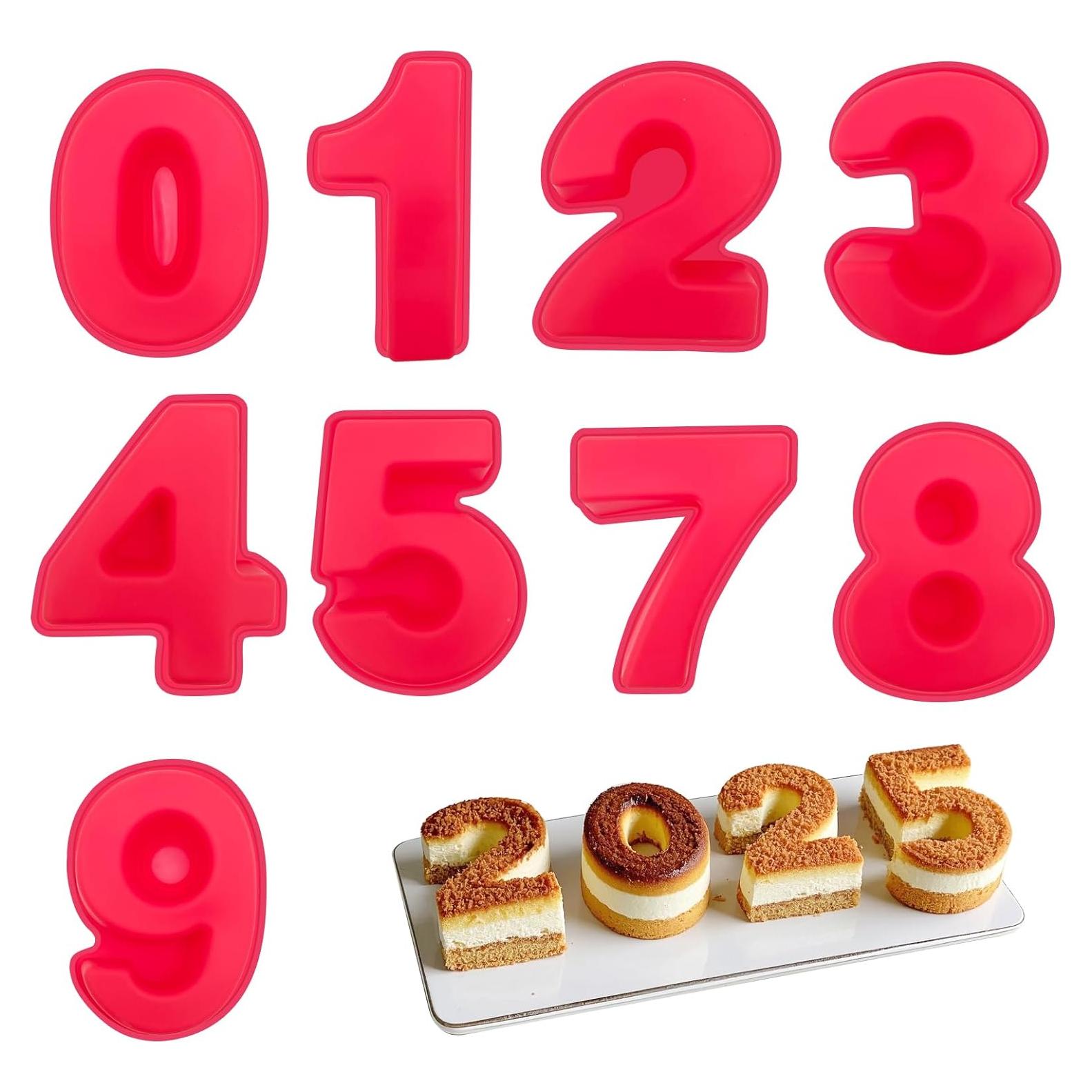 Moldes de Pastel de Número Itechpanda 9 Pcs Silicona 10 cm