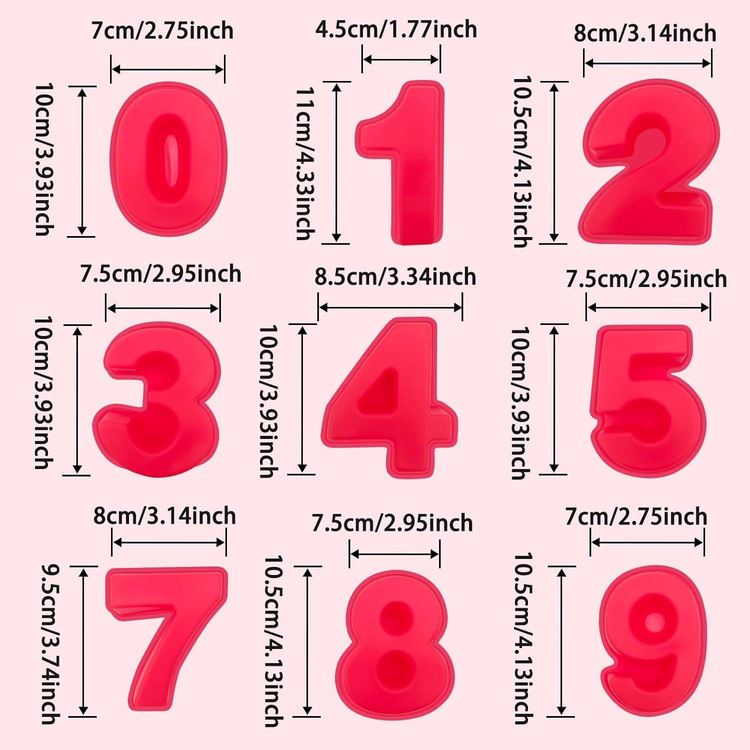 Moldes de Pastel de Número Itechpanda 9 Pcs Silicona 10 cm