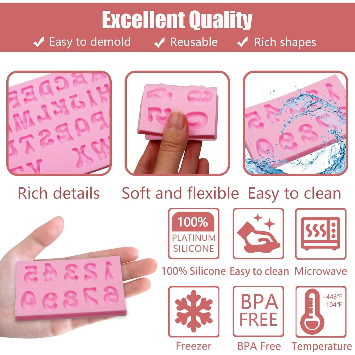 Moldes de Silicona para Chocolate 26 Letras y Números 3D