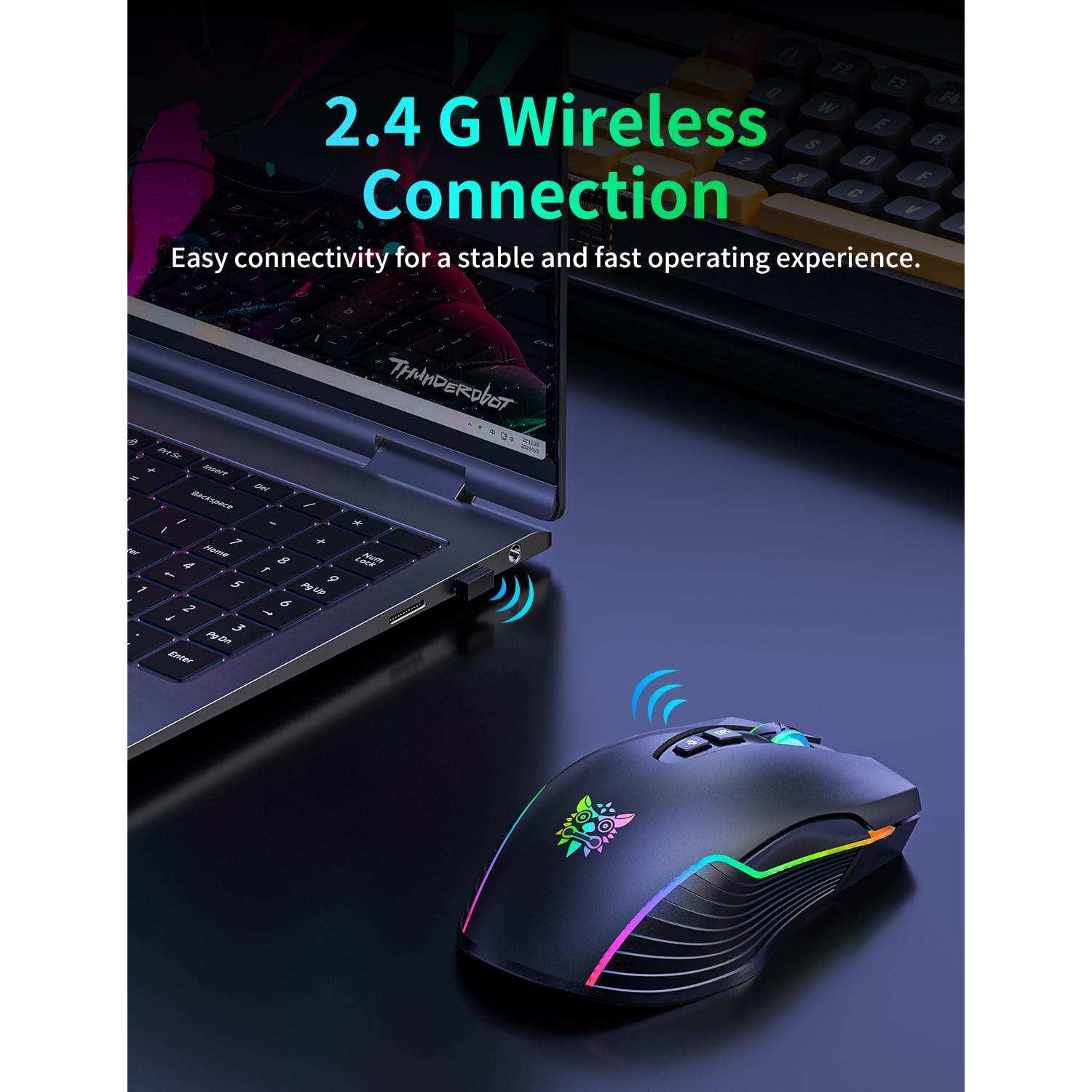 Ratón Gaming Inalámbrico ONITOON CW905 RGB Ergonómico