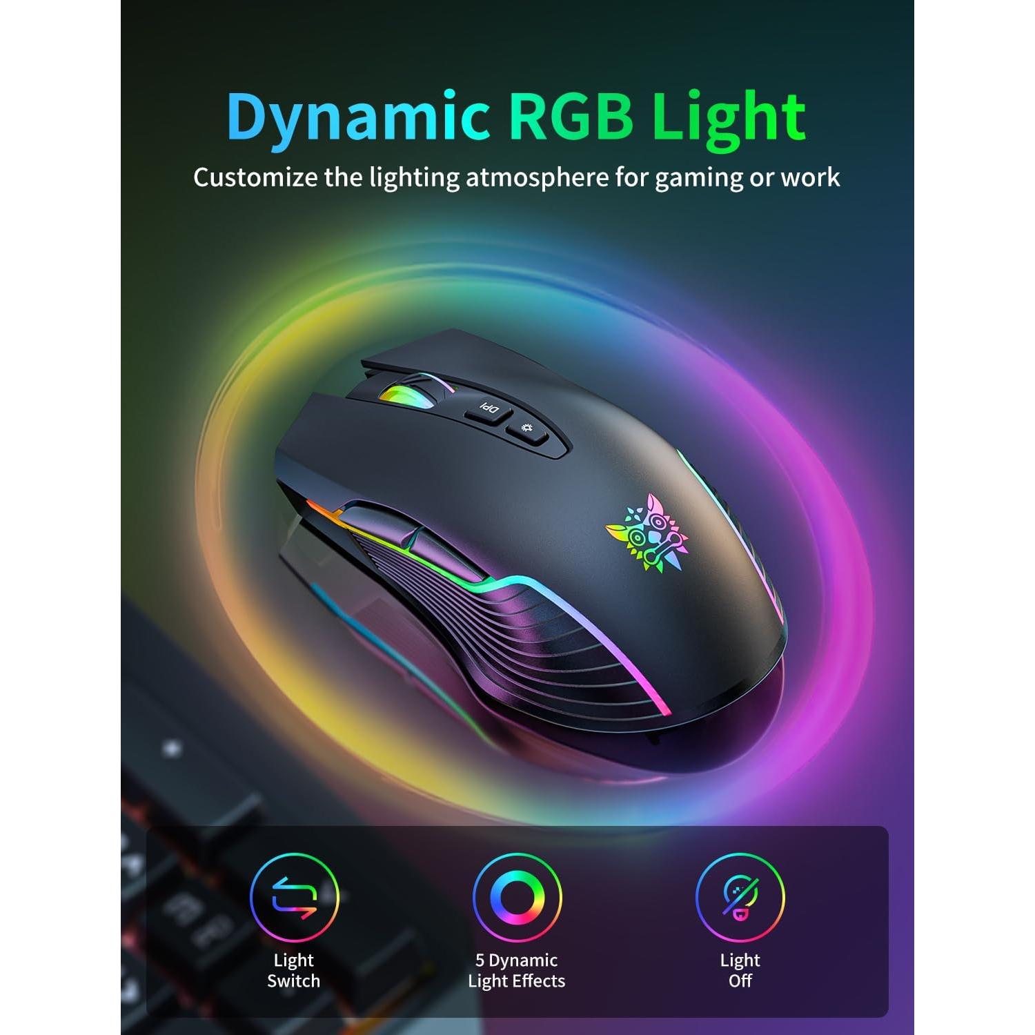 Ratón Gaming Inalámbrico ONITOON CW905 RGB Ergonómico