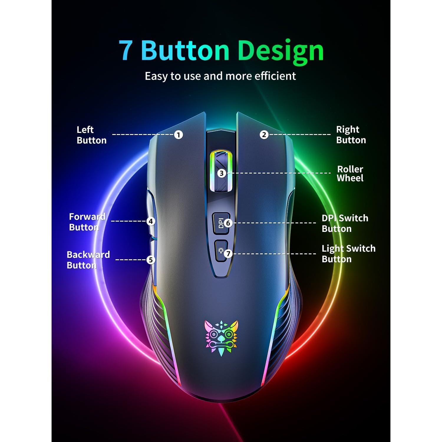 Ratón Gaming Inalámbrico ONITOON CW905 RGB Ergonómico