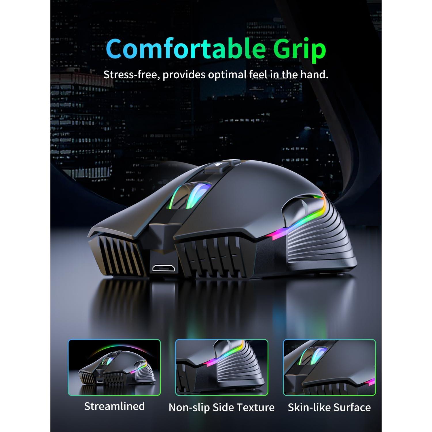 Ratón Gaming Inalámbrico ONITOON CW905 RGB Ergonómico