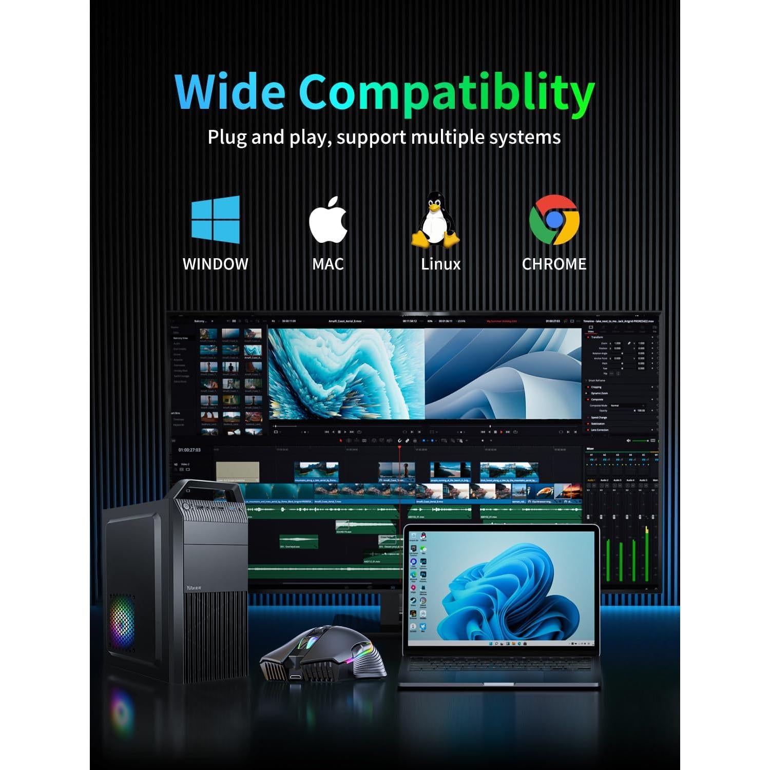 Ratón Gaming Inalámbrico ONITOON CW905 RGB Ergonómico