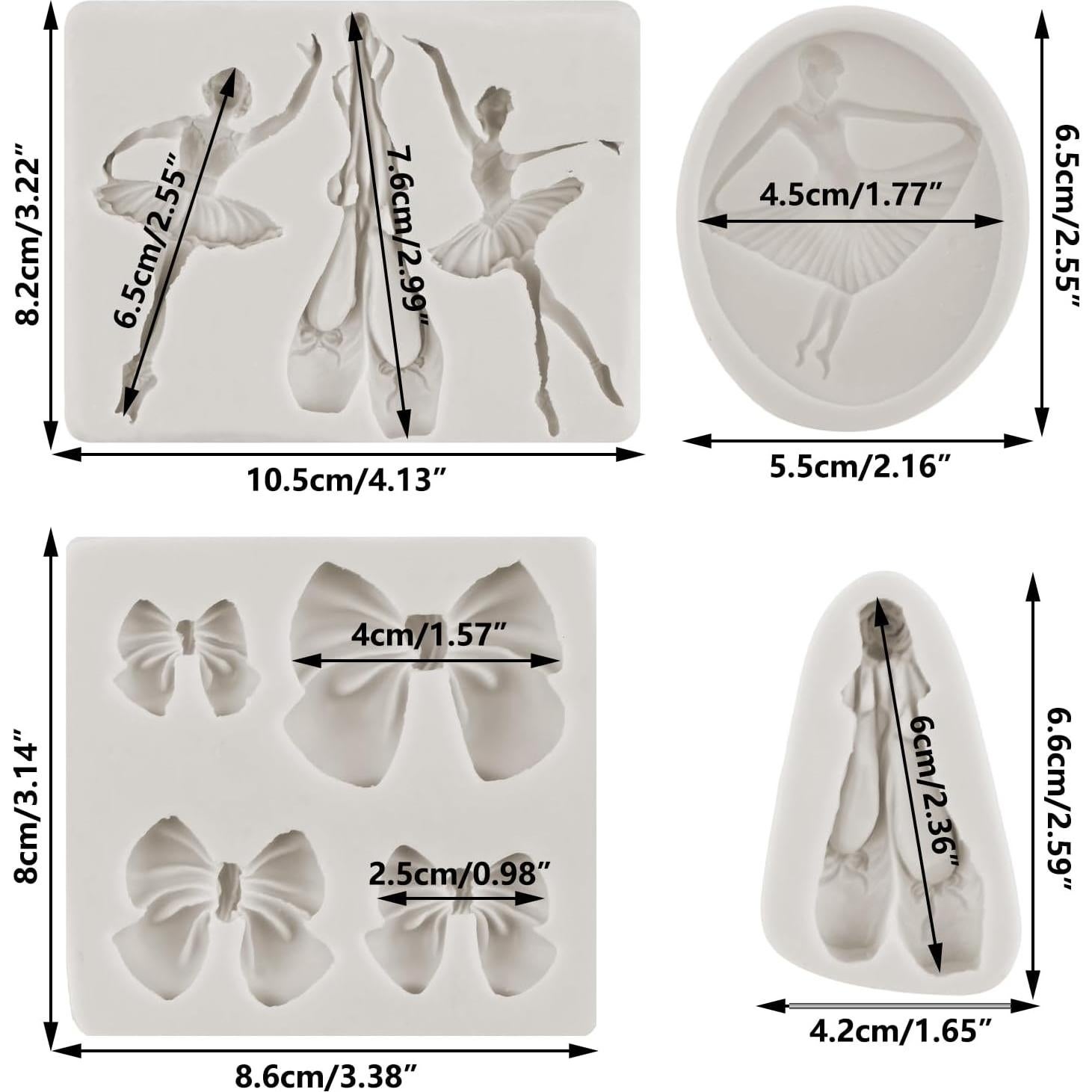 Moldes de Silicona para Pasteles MINFEIDMS - 4 Piezas Bailarina
