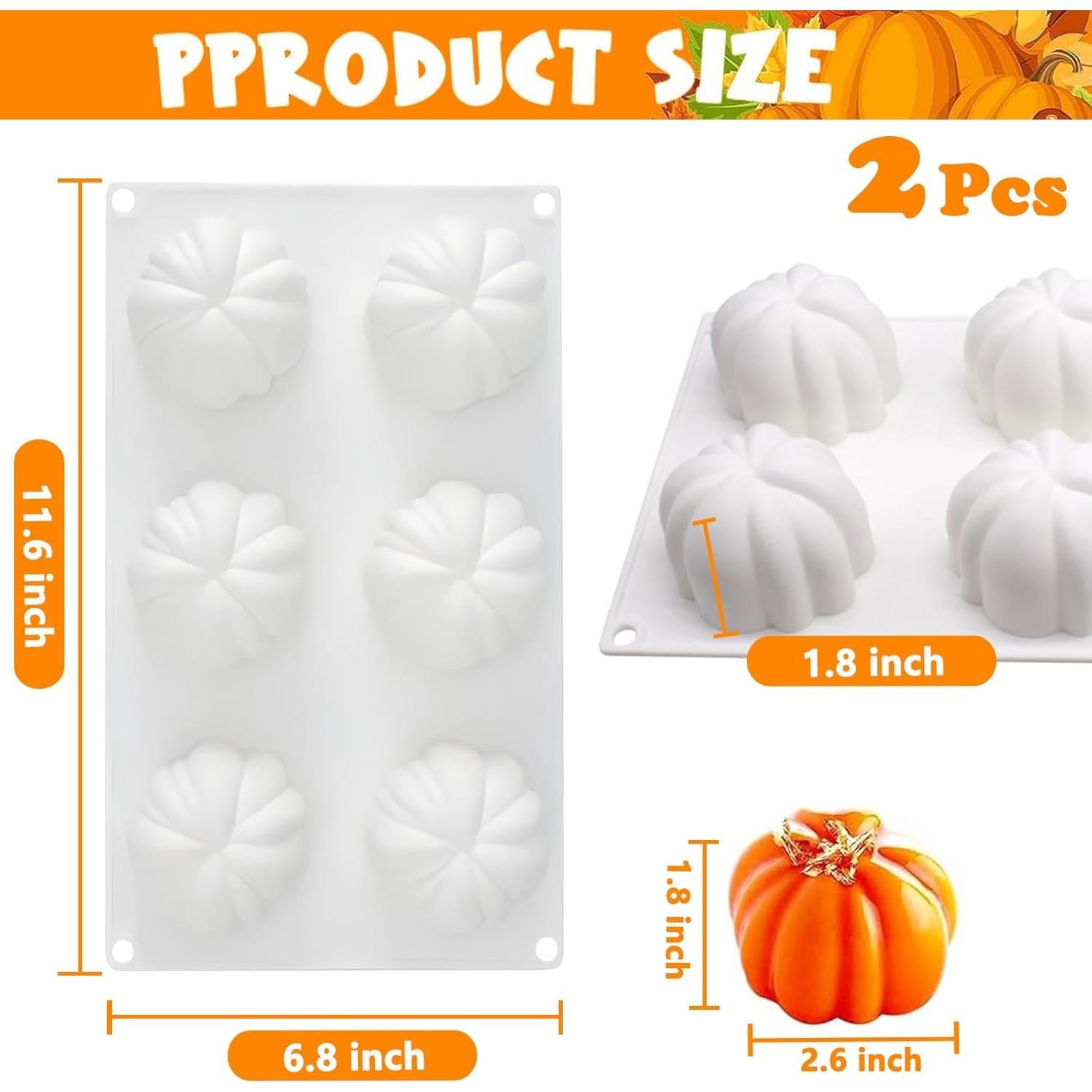 Moldes de Silicona de Calabaza 3D ENASGLOO - 2 Pcs