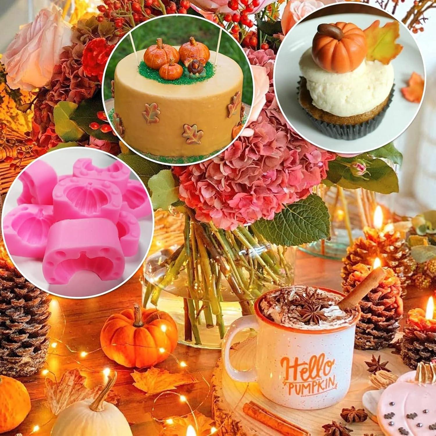 Moldes de Silicona 3D Calabaza KKONHII - 4 Pares para Hornear