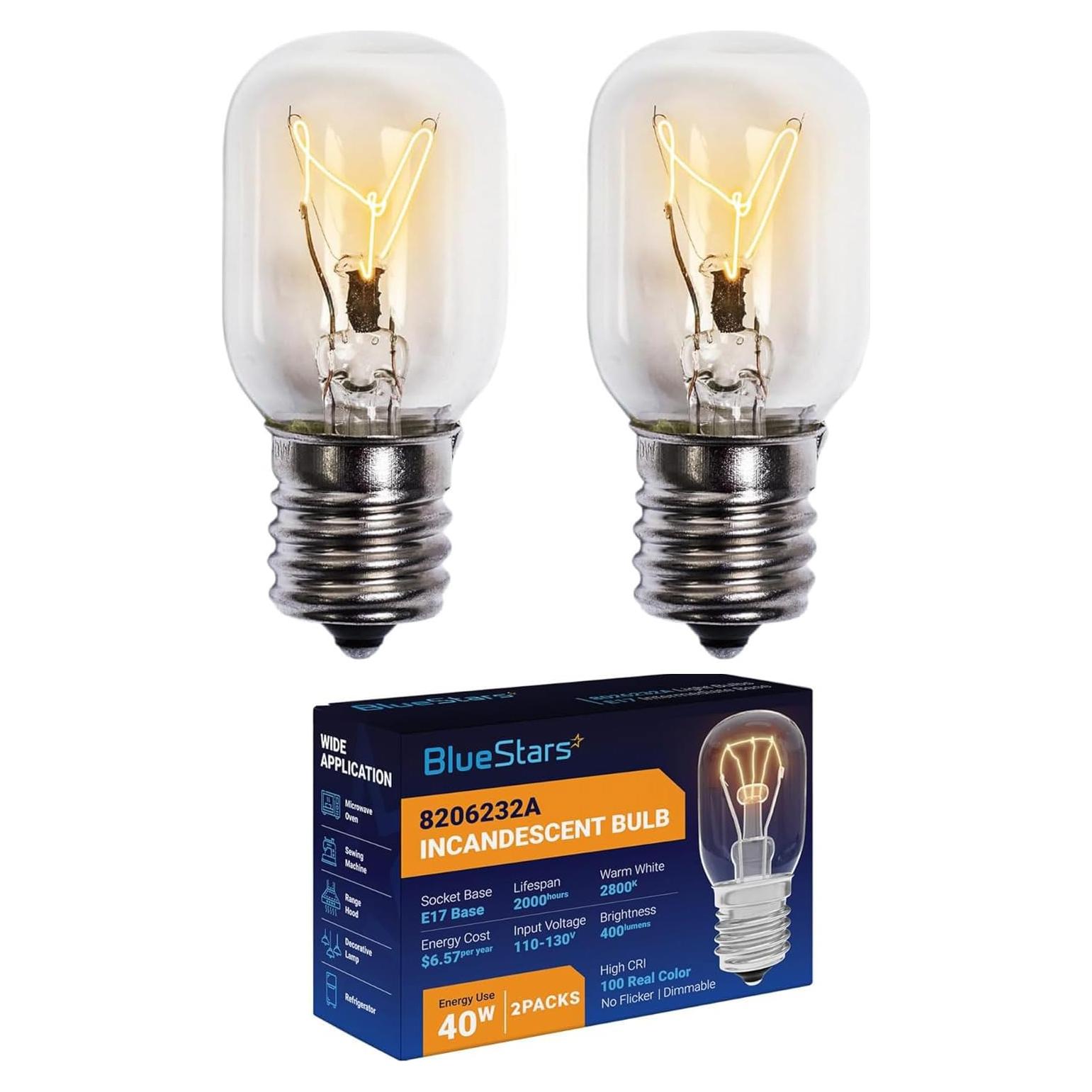 Bombilla de Luz para Microondas BlueStars 8206232A 40W E17 2 Unidades