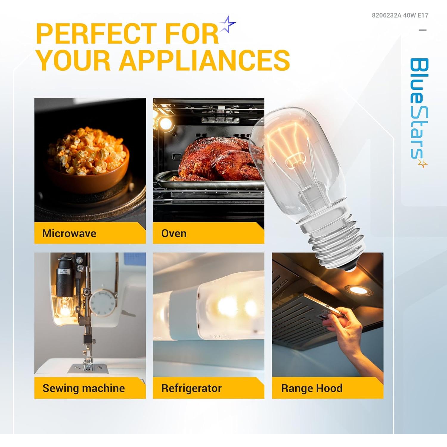 Bombilla de Luz para Microondas BlueStars 8206232A 40W E17 2 Unidades