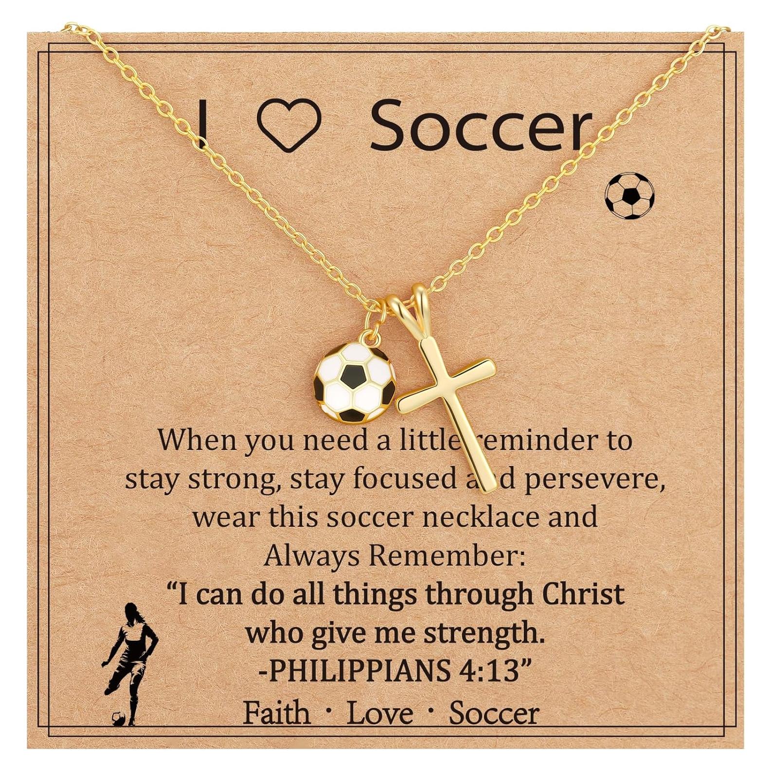 Collar de Cruz de Fútbol para Chicas - Joyería de Moda Oro