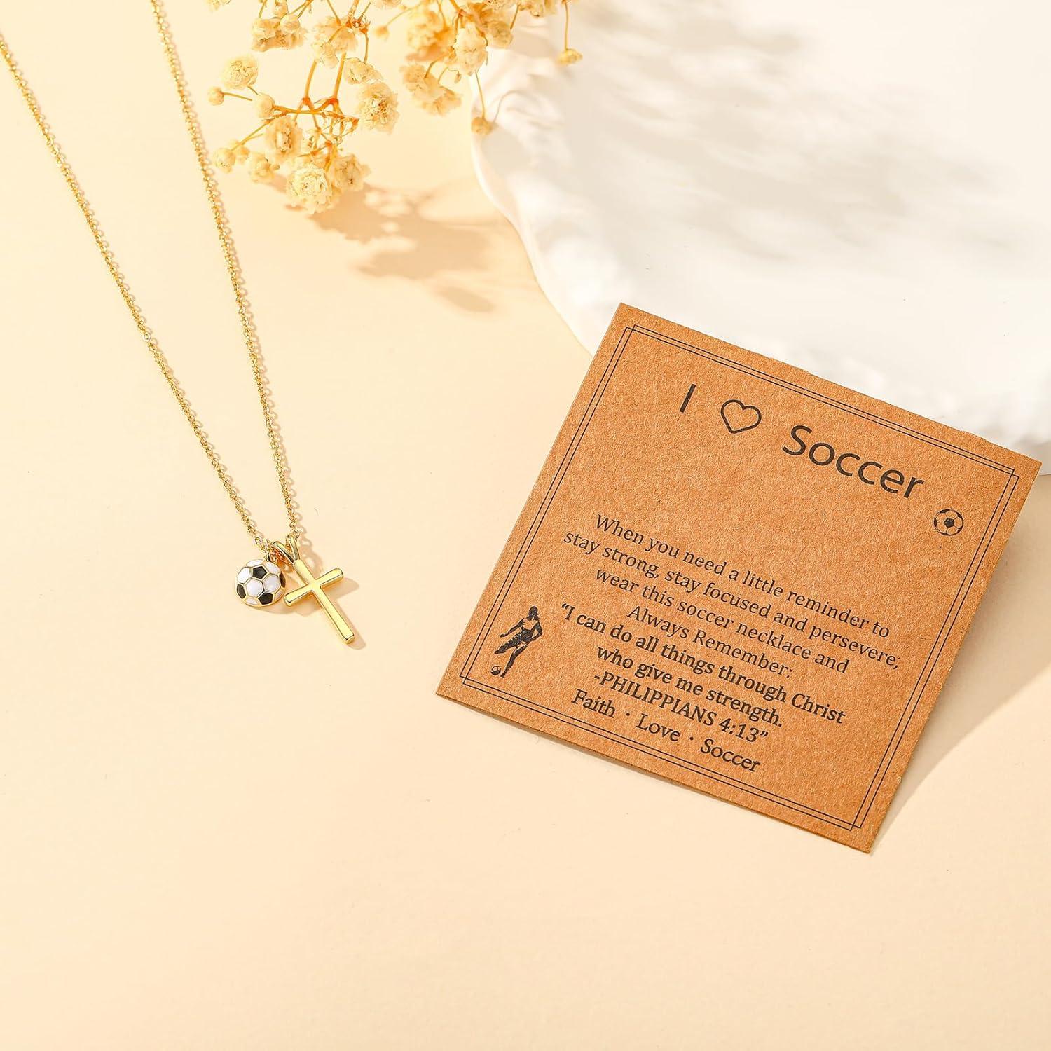 Collar de Cruz de Fútbol para Chicas - Joyería de Moda Oro