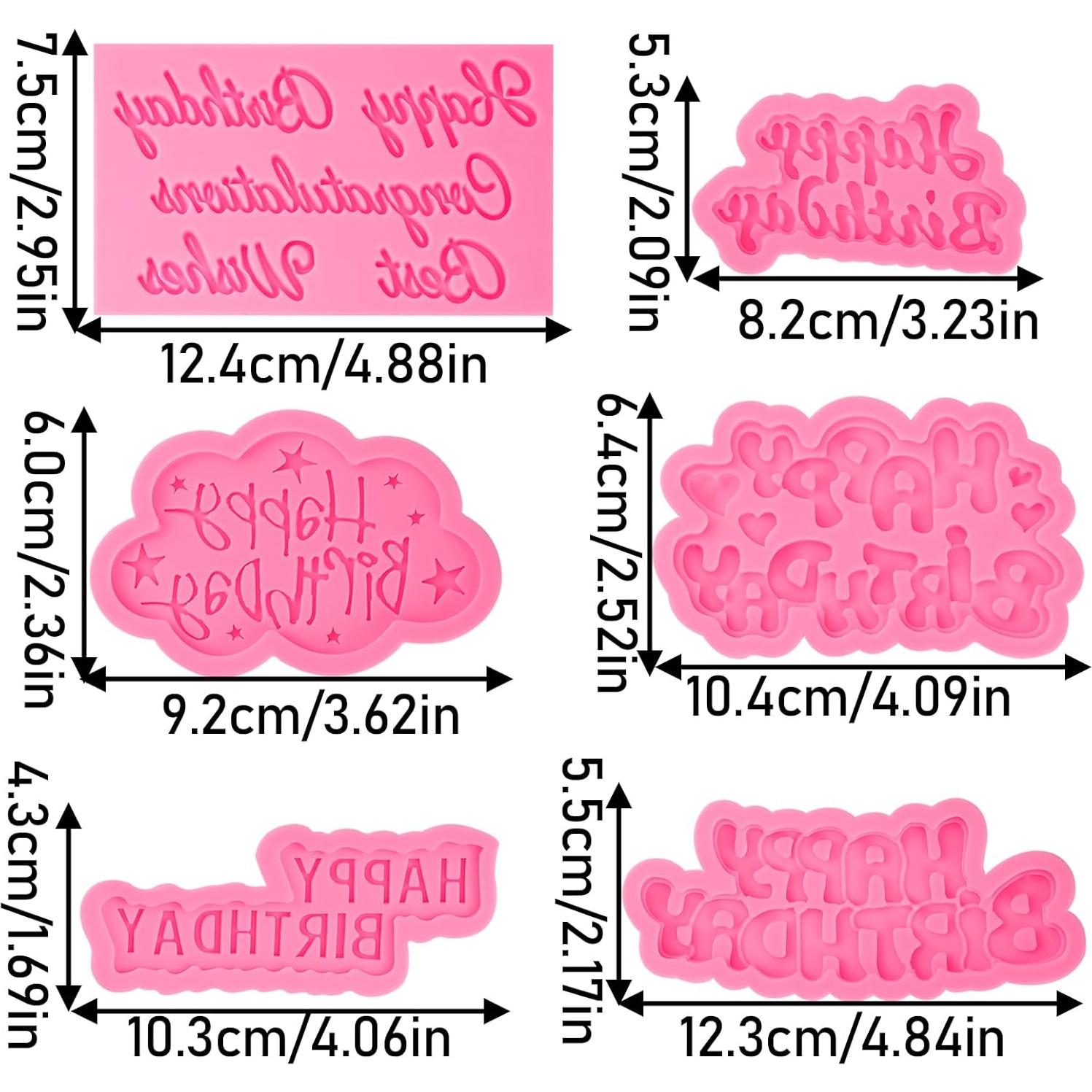 Moldes de Silicona para Chocolate ICNYEKl - Feliz Cumpleaños 6 Pcs
