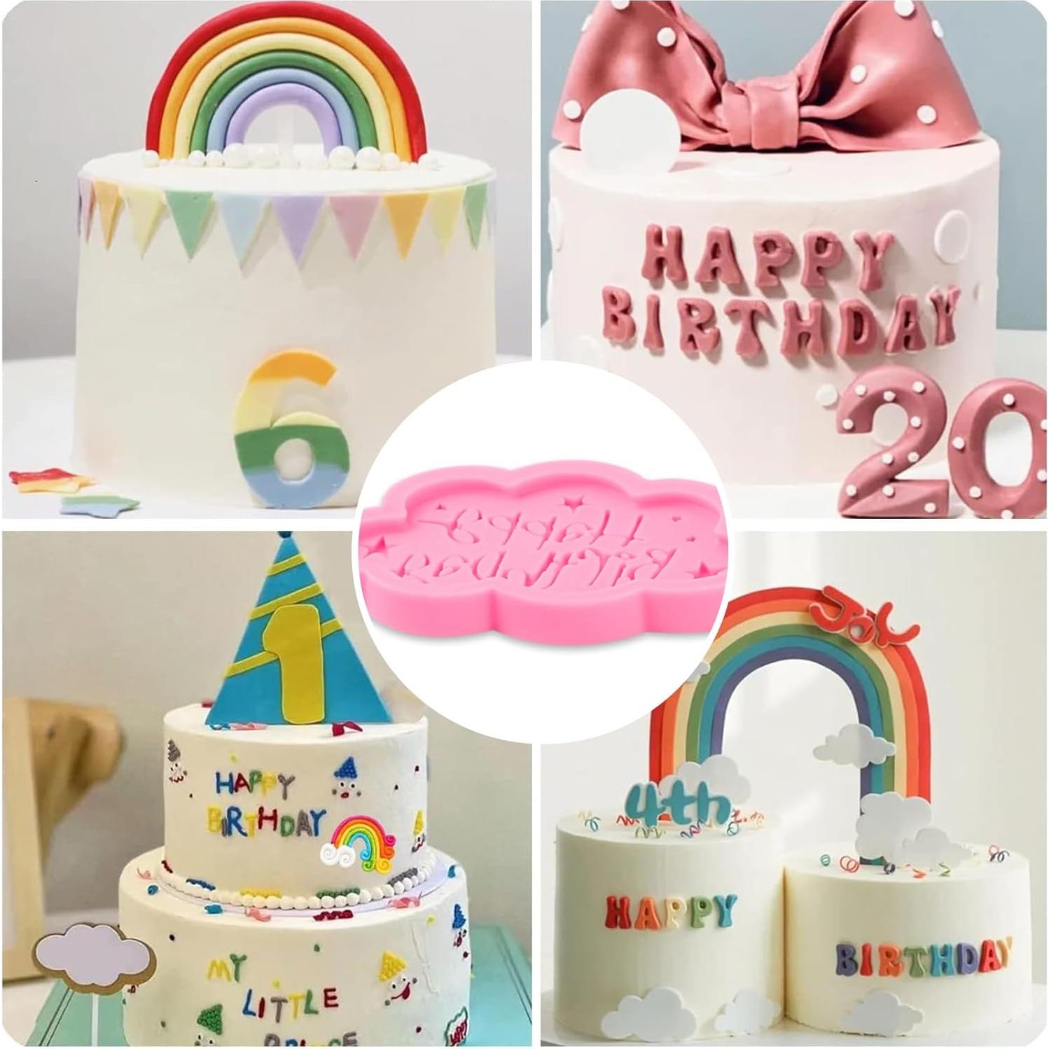 Moldes de Silicona para Chocolate ICNYEKl - Feliz Cumpleaños 6 Pcs