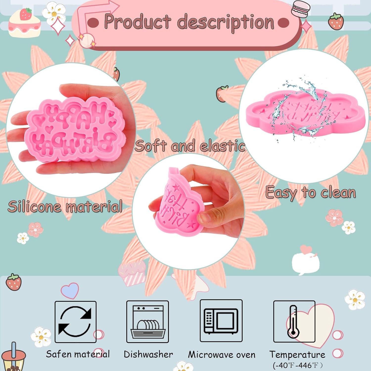 Moldes de Silicona para Chocolate ICNYEKl - Feliz Cumpleaños 6 Pcs