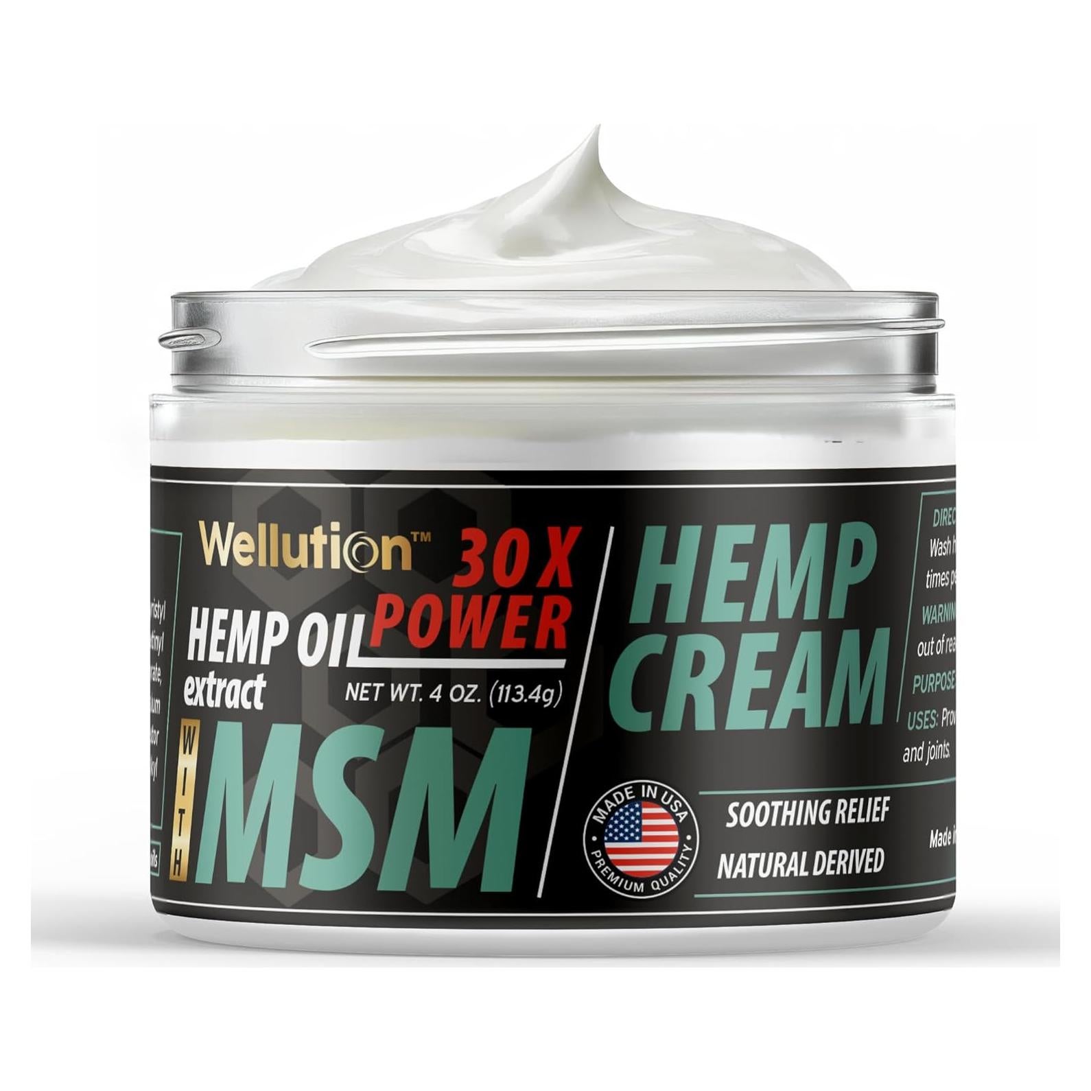 Crema de Cañamo Wellution MSM 113.4 g - Alivio Rápido