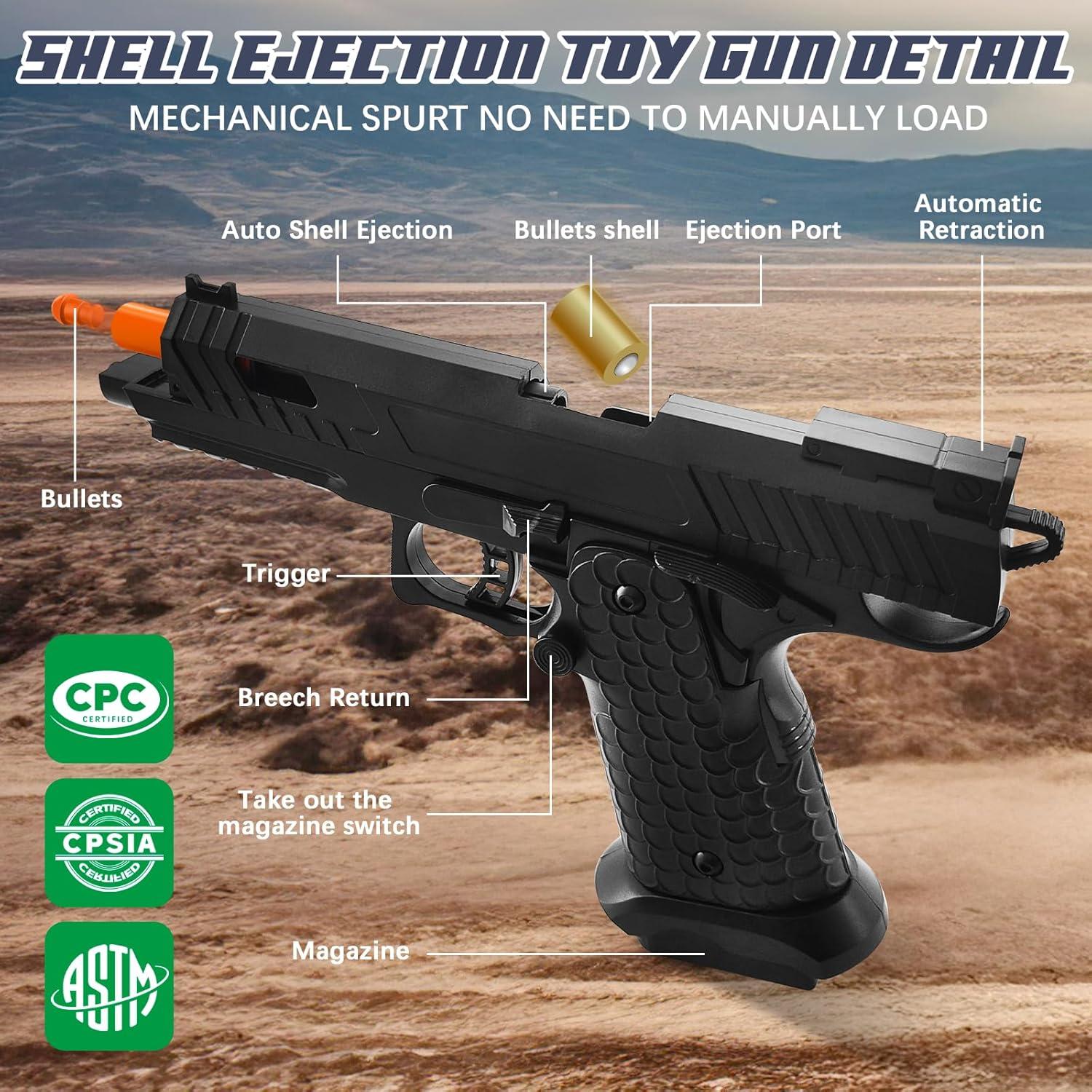 Pistola de Juguete Witcrety con 120 Balas Blandas y 2 Cargadores